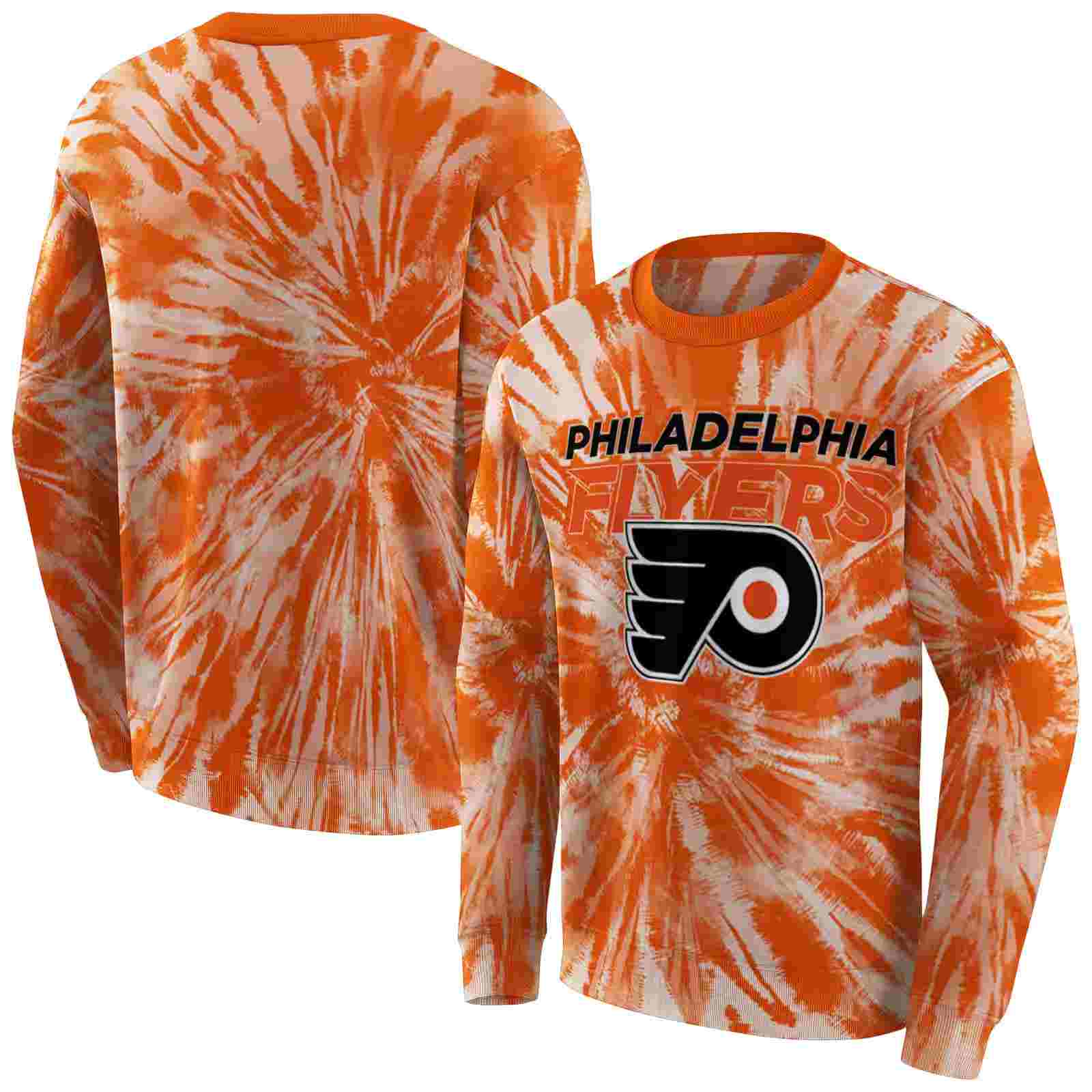 philadelphia flyers tie dye pattern orange hoodie premium grade