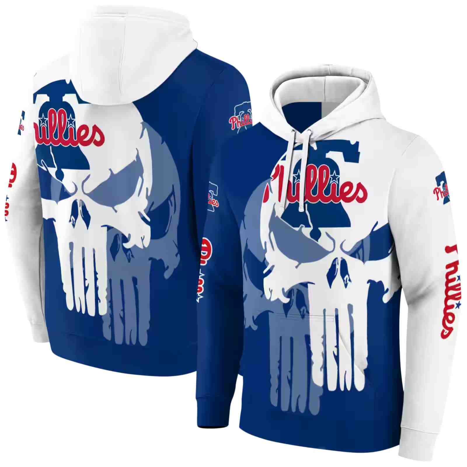 philadelphia phillies graphic punisher blue white hoodie fashion forward