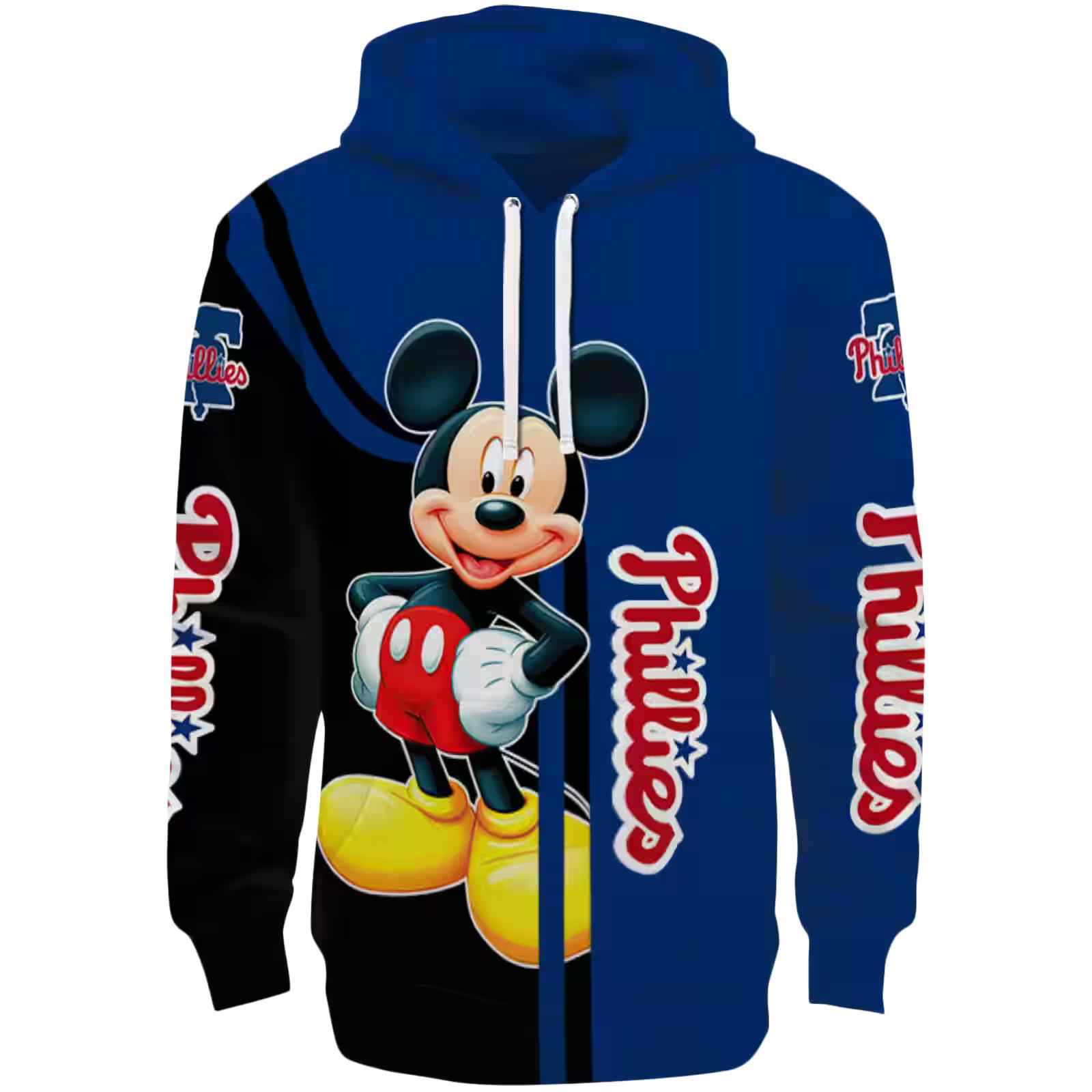 Philadelphia Phillies Mickey Mouse Blue Black Hoodie