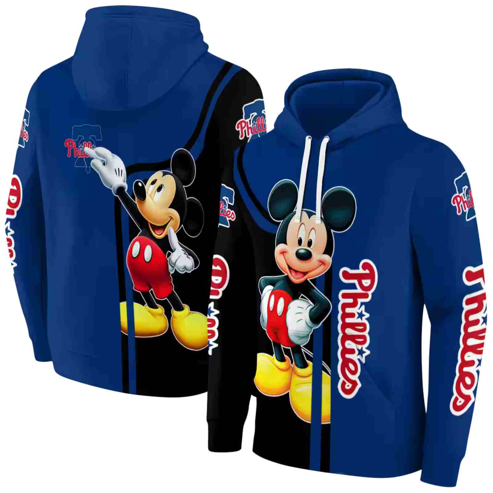 philadelphia phillies mickey mouse blue black hoodie fashion forward