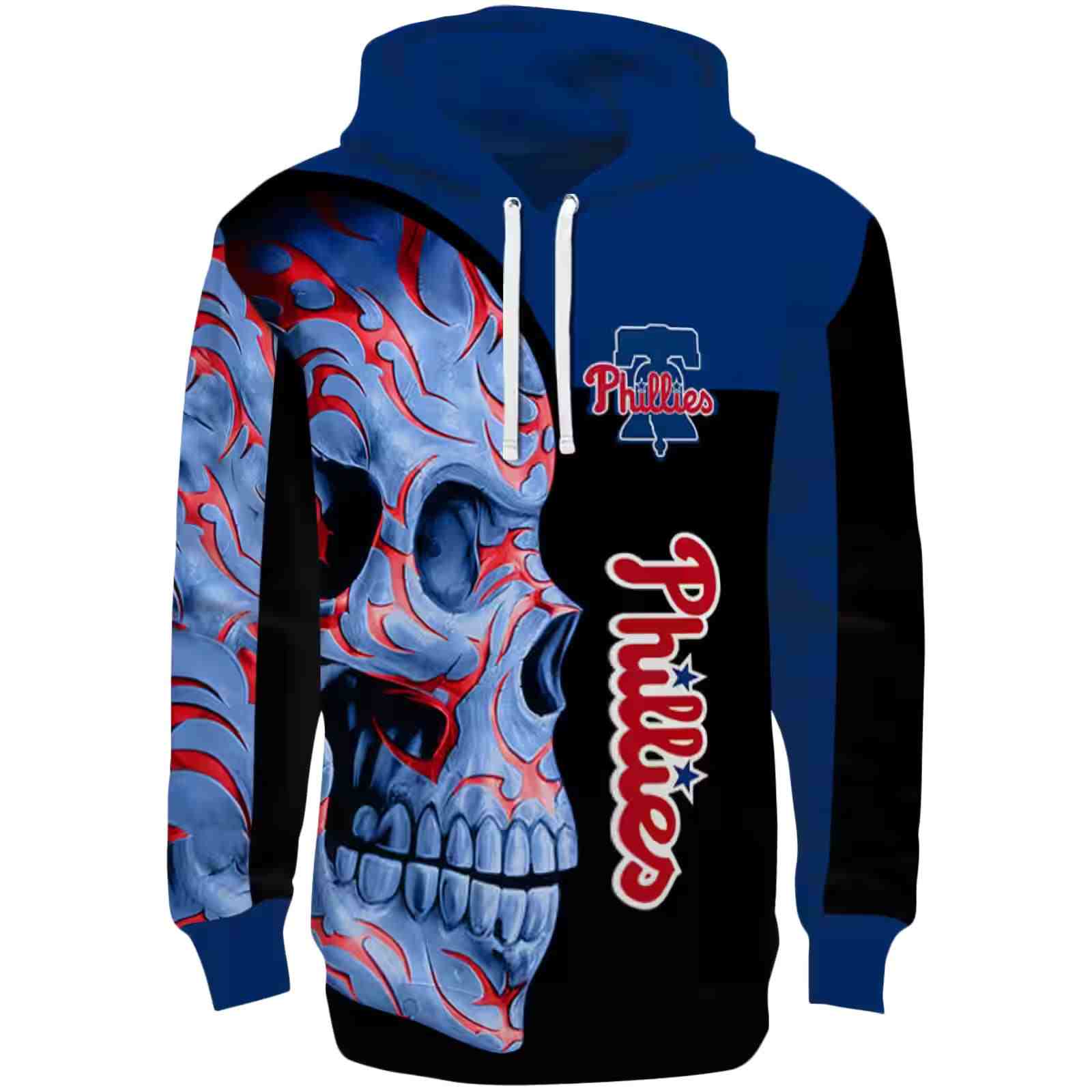 Philadelphia Phillies Skull Motif Blue Black Hoodie