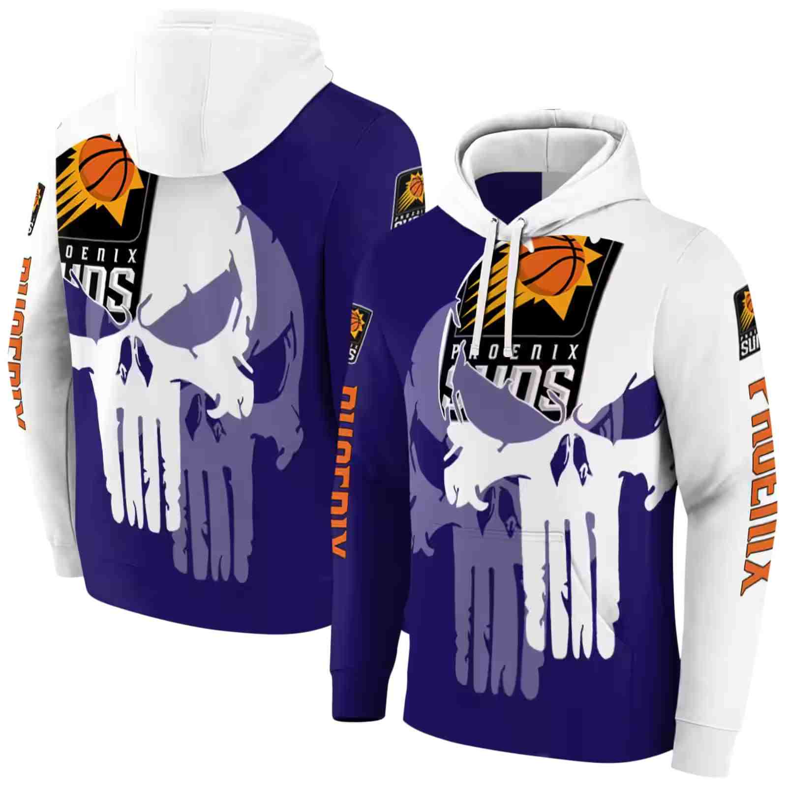 phoenix suns graphic punisher purple white hoodie fashion forward