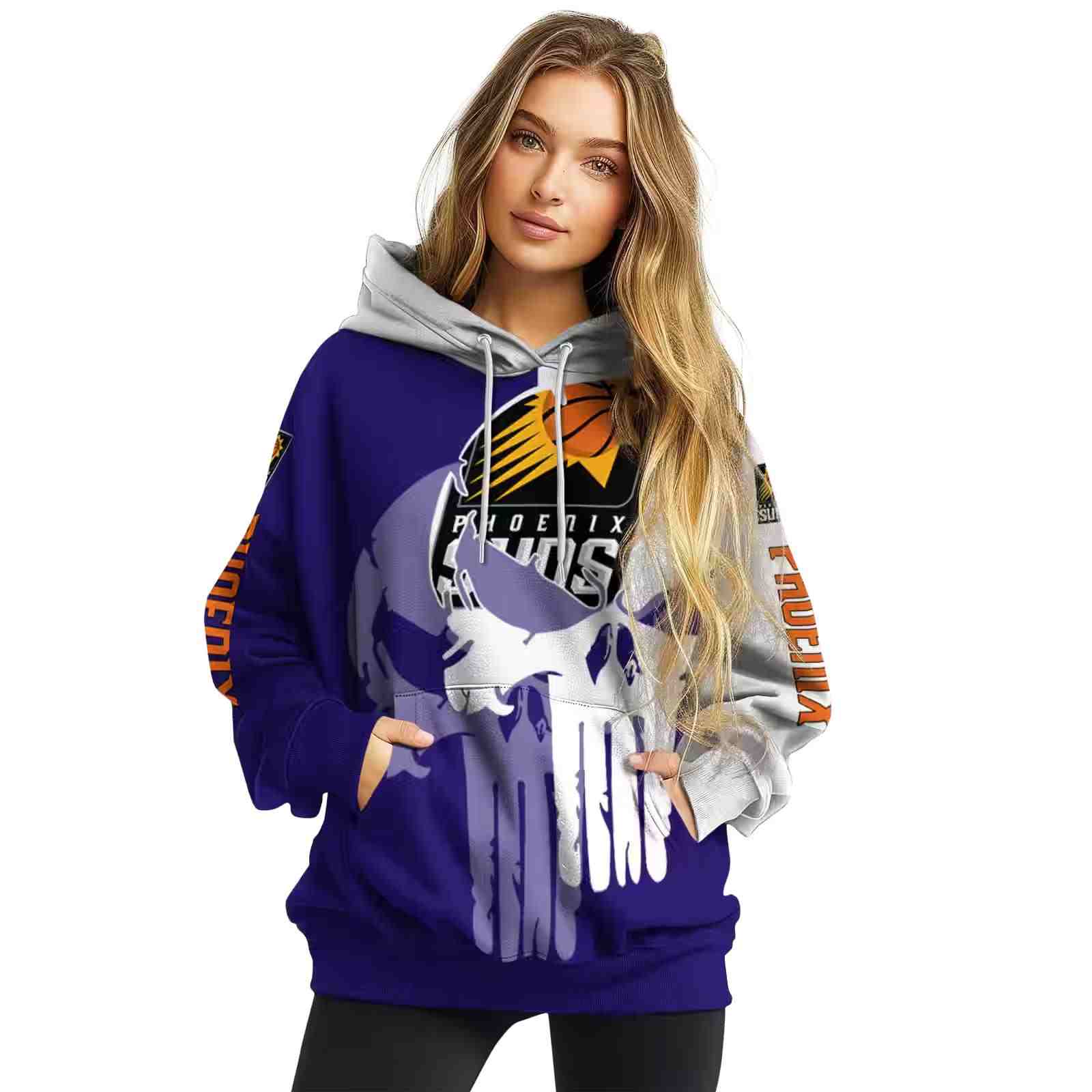 phoenix suns graphic punisher purple white hoodie high quality