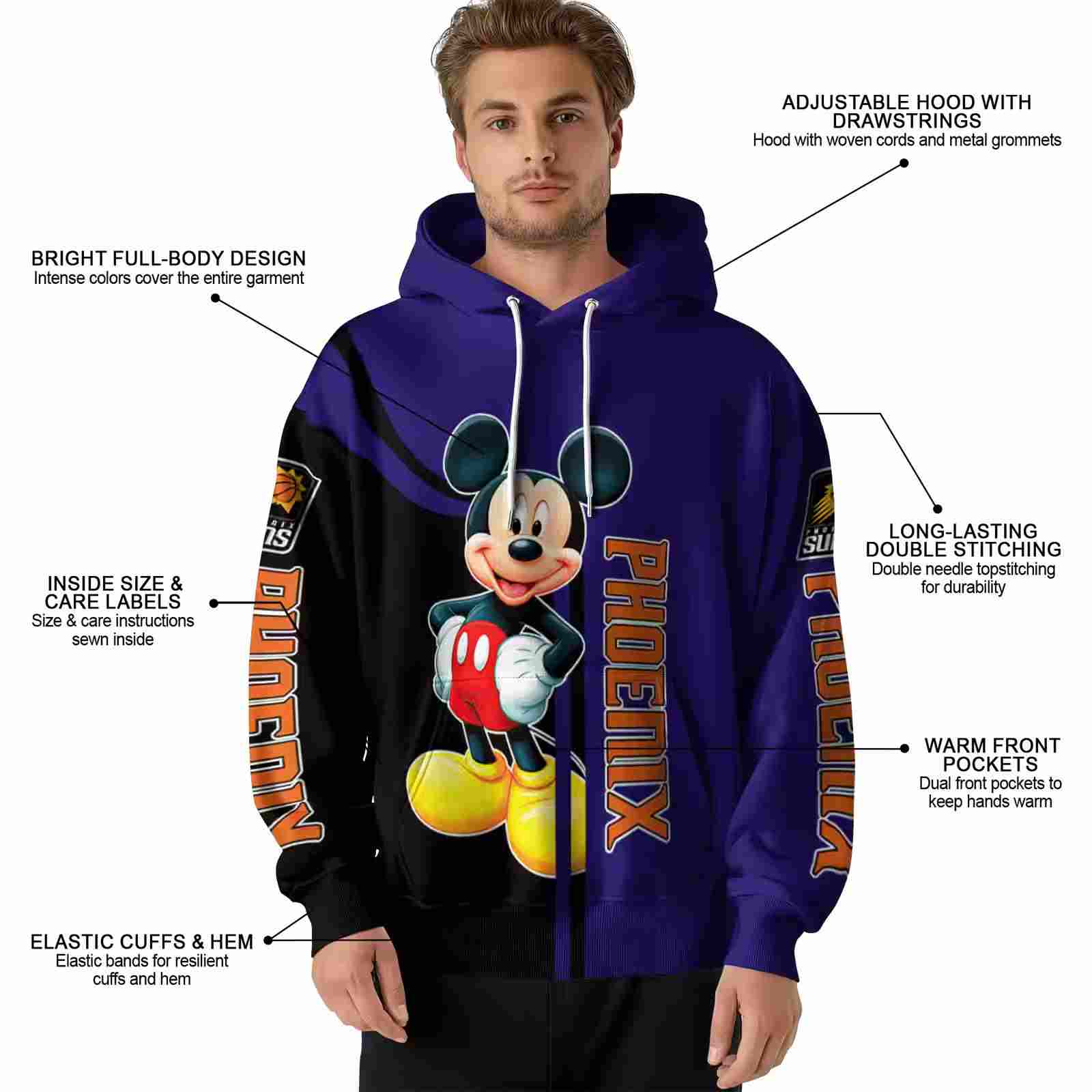 phoenix suns mickey mouse purple black hoodie latest model