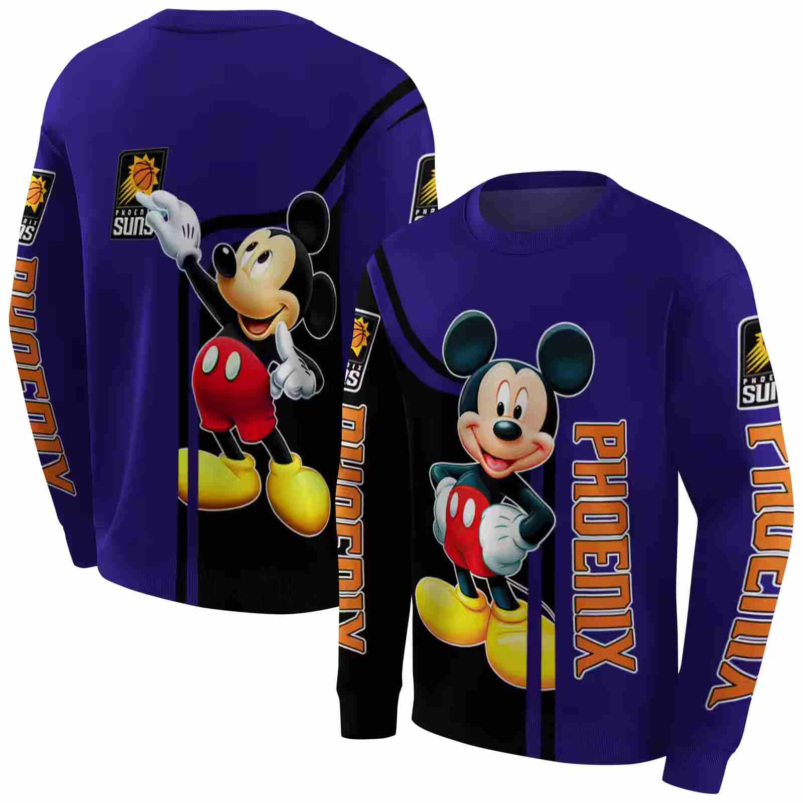 phoenix suns mickey mouse purple black hoodie premium grade