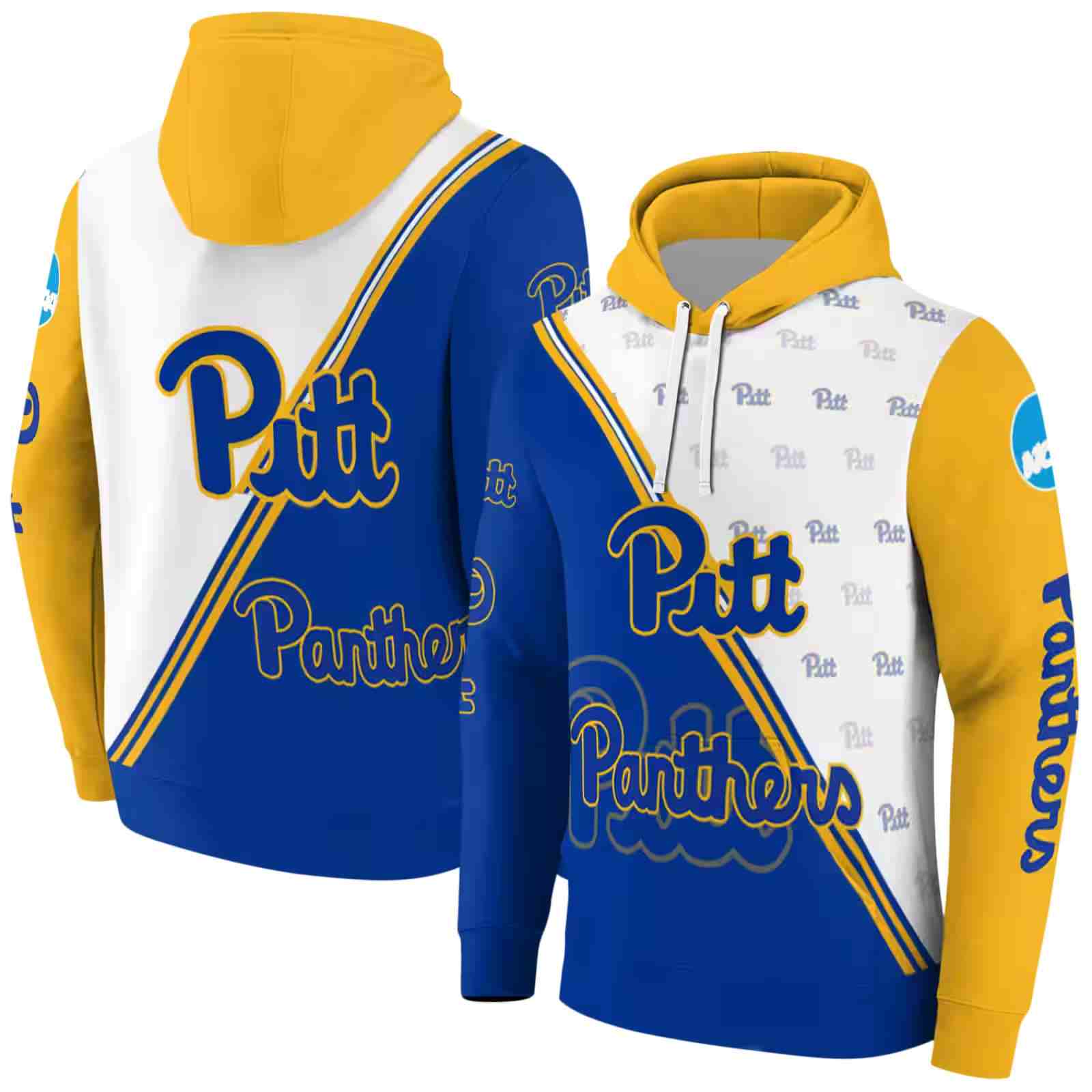 pittsburgh panthers diagonal stripe royal white hoodie fashion forward