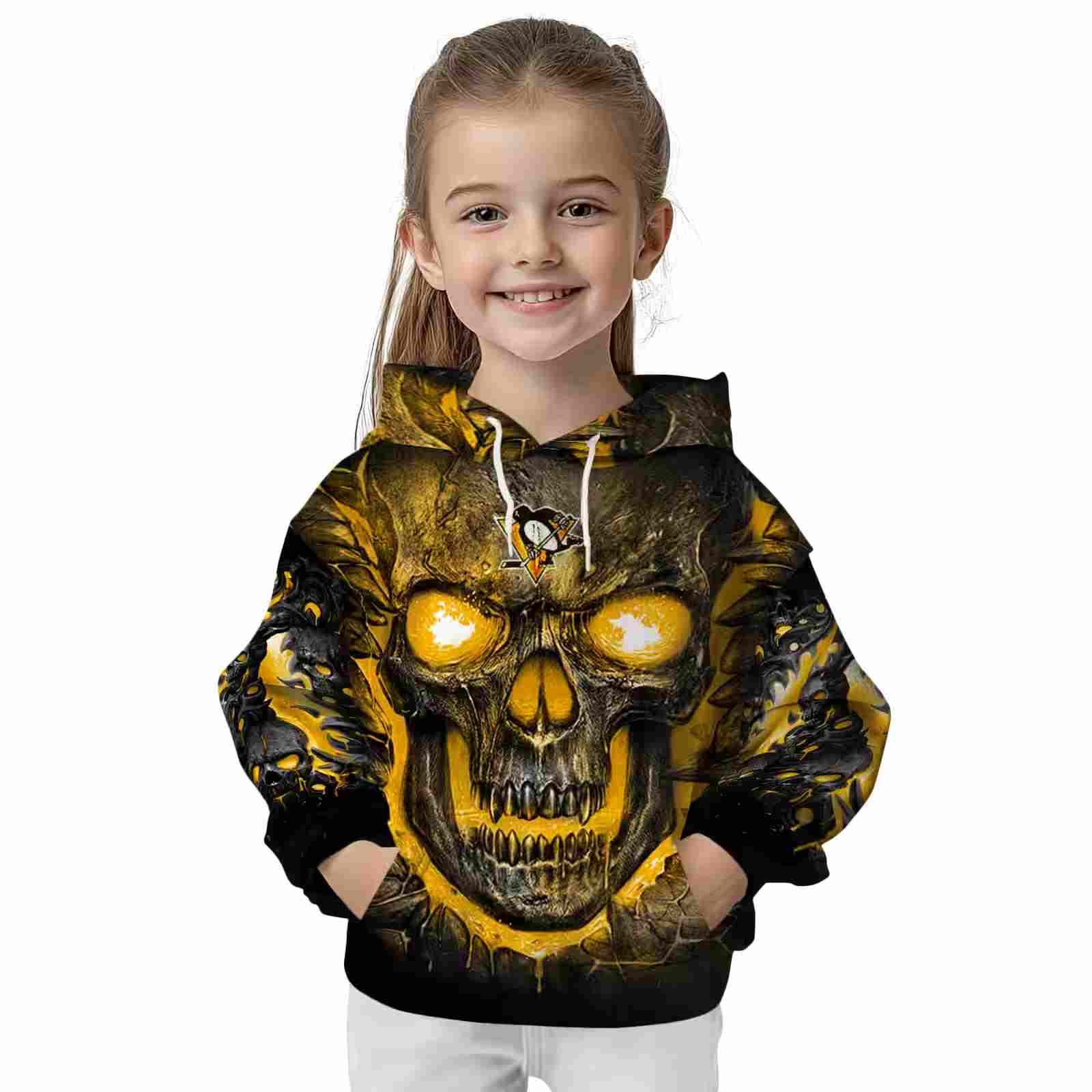 pittsburgh penguins demonic skull yellow black hoodie top rated