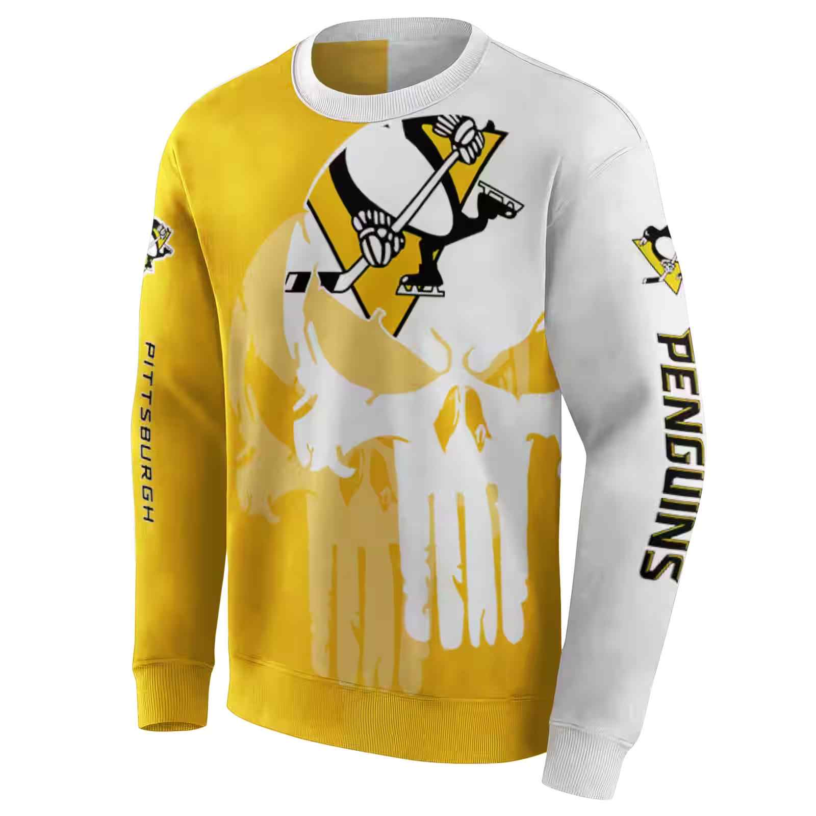 pittsburgh penguins graphic punisher yellow white hoodie new arrival