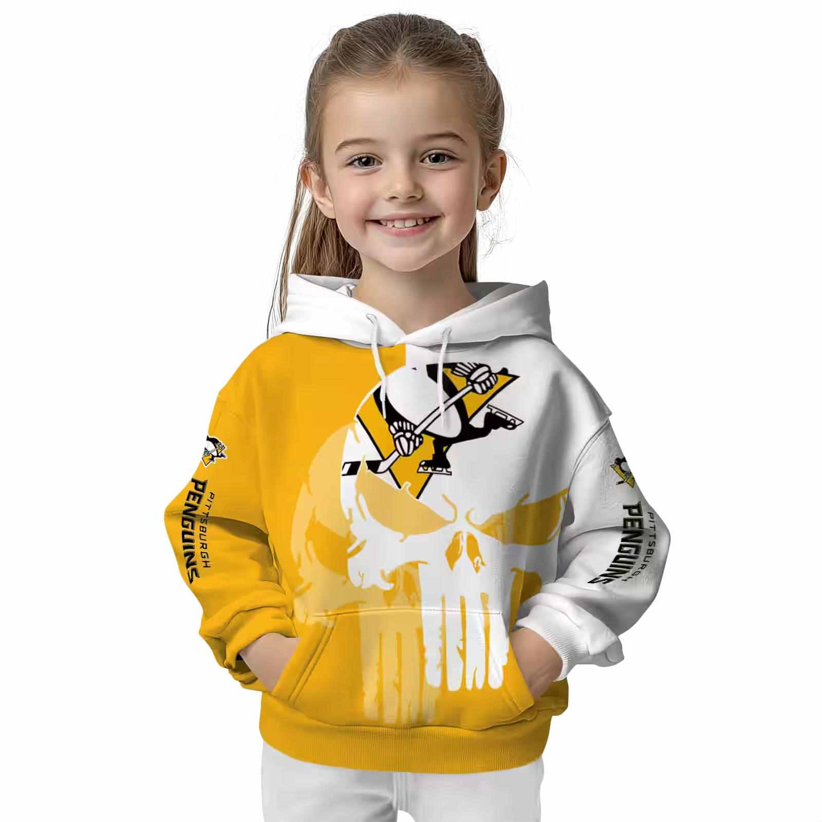 pittsburgh penguins graphic punisher yellow white hoodie top rated