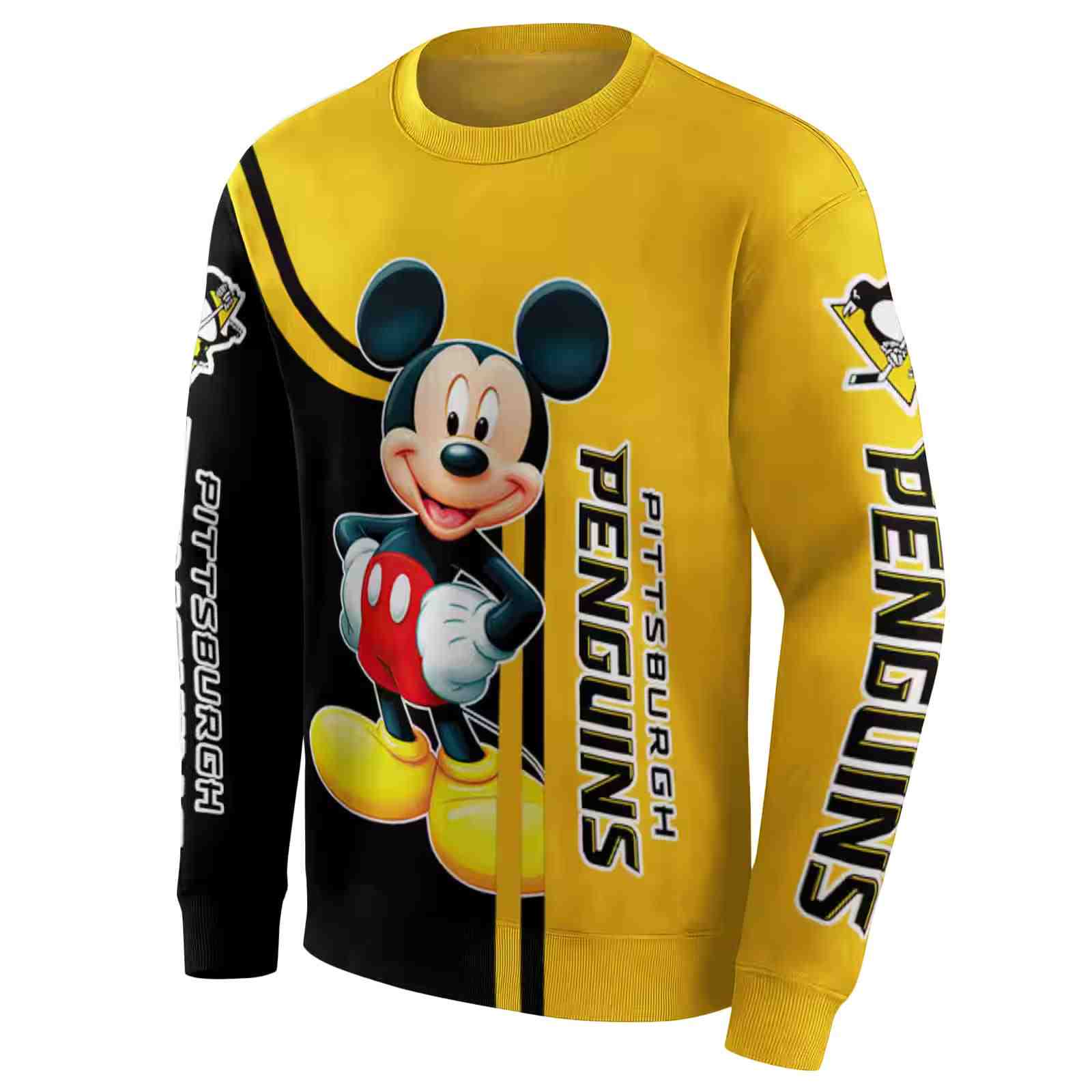 pittsburgh penguins mickey mouse yellow black hoodie new arrival