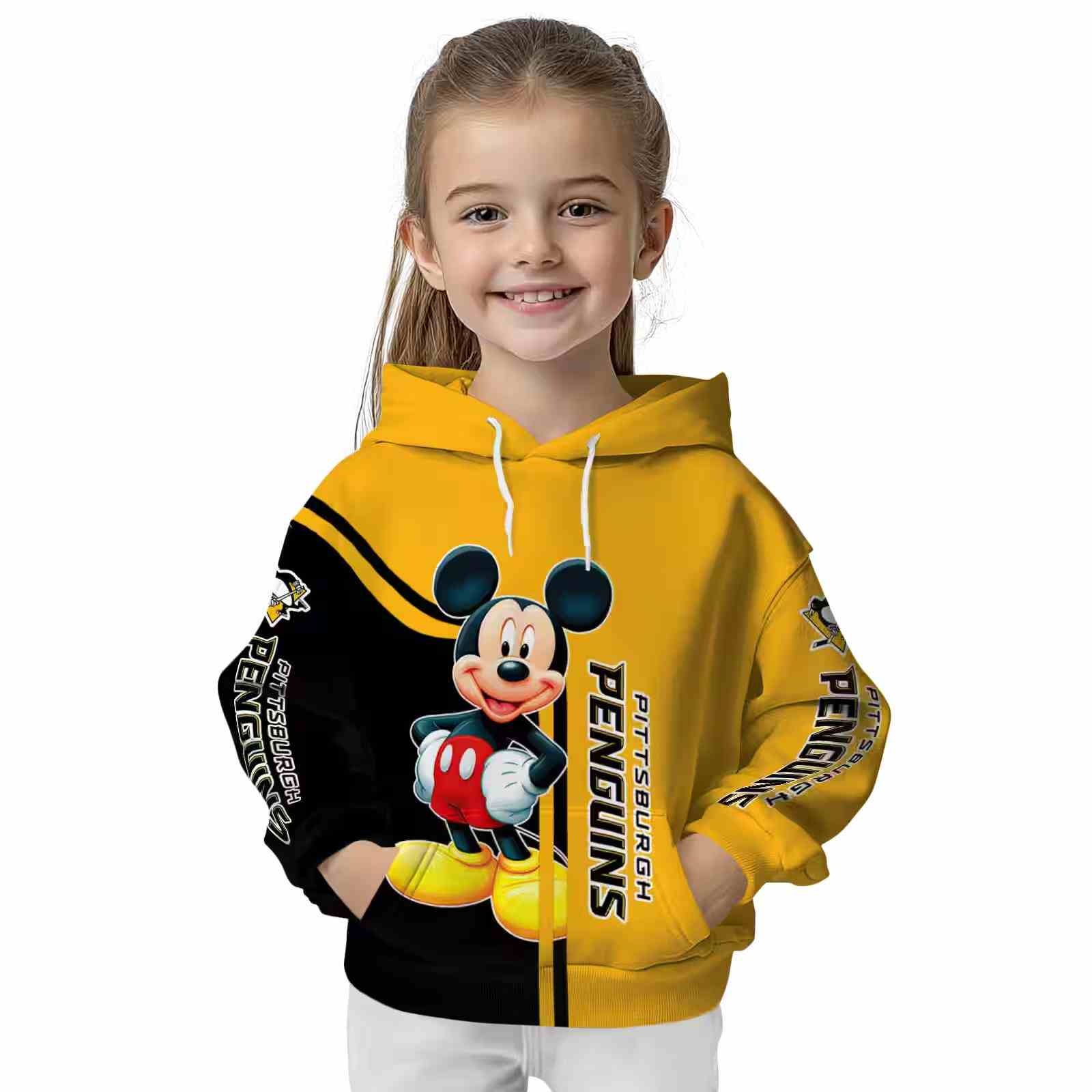 pittsburgh penguins mickey mouse yellow black hoodie top rated