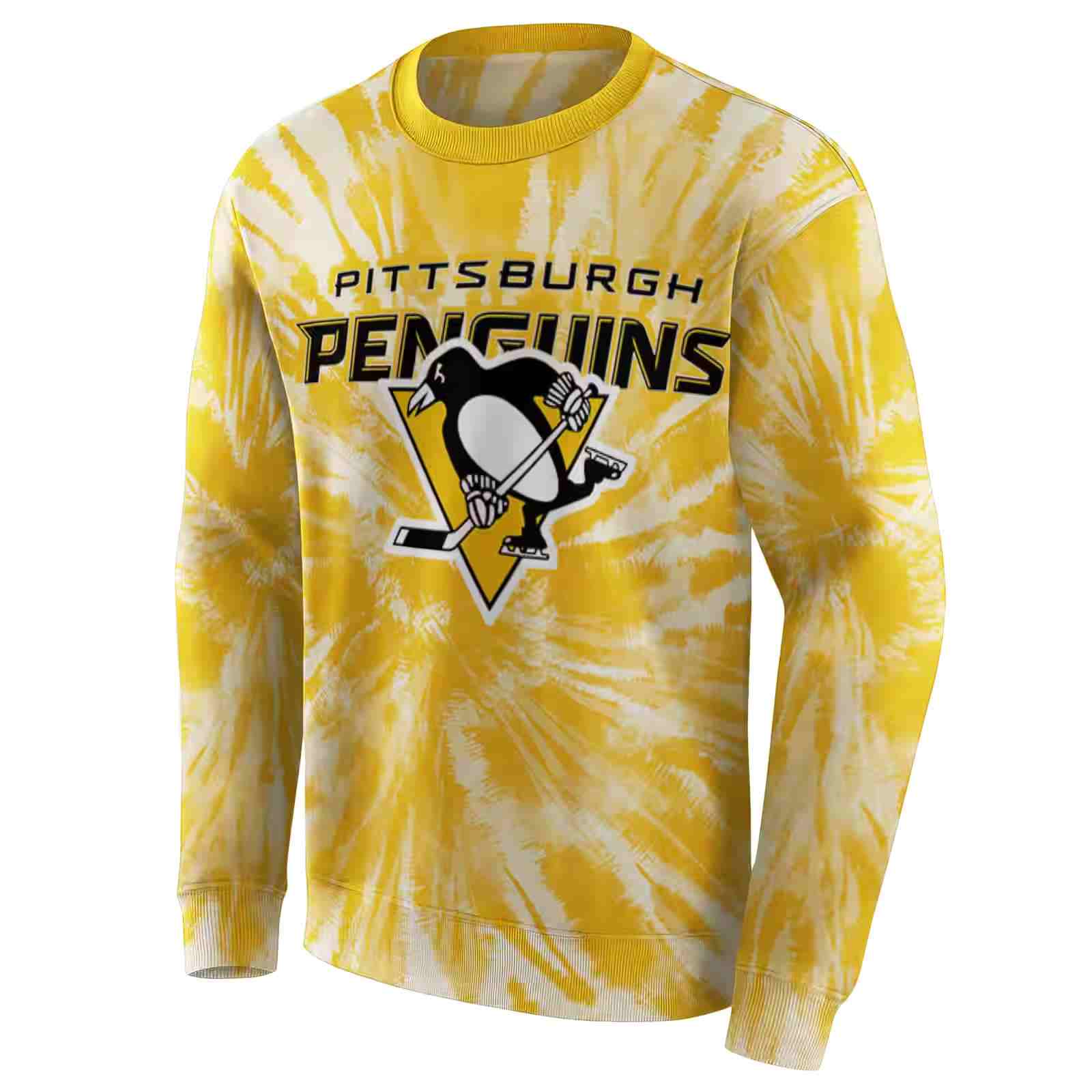 pittsburgh penguins tie dye pattern yellow hoodie new arrival