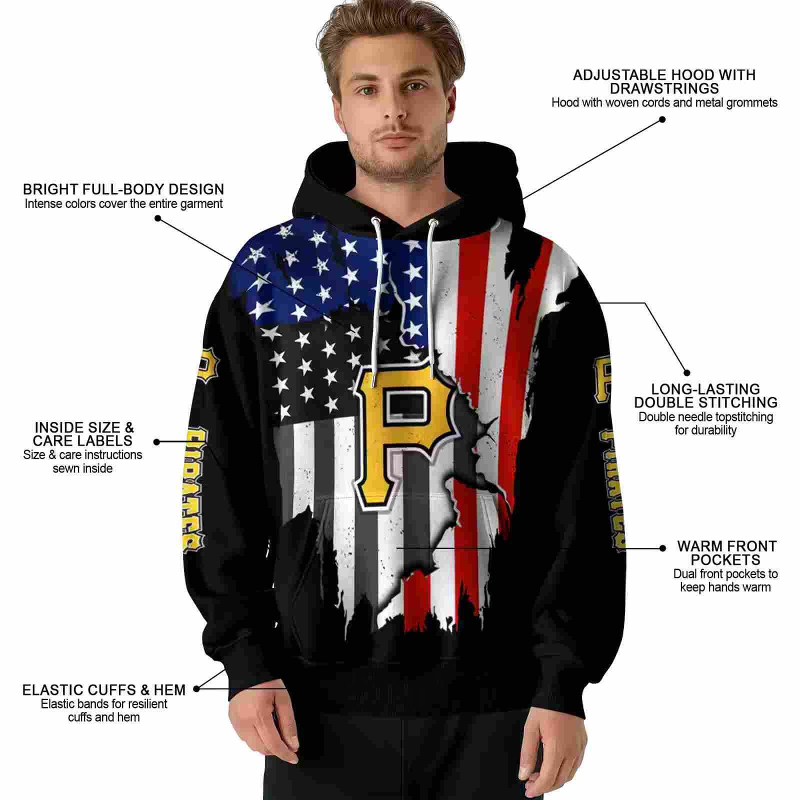 pittsburgh pirates american pride black hoodie latest model