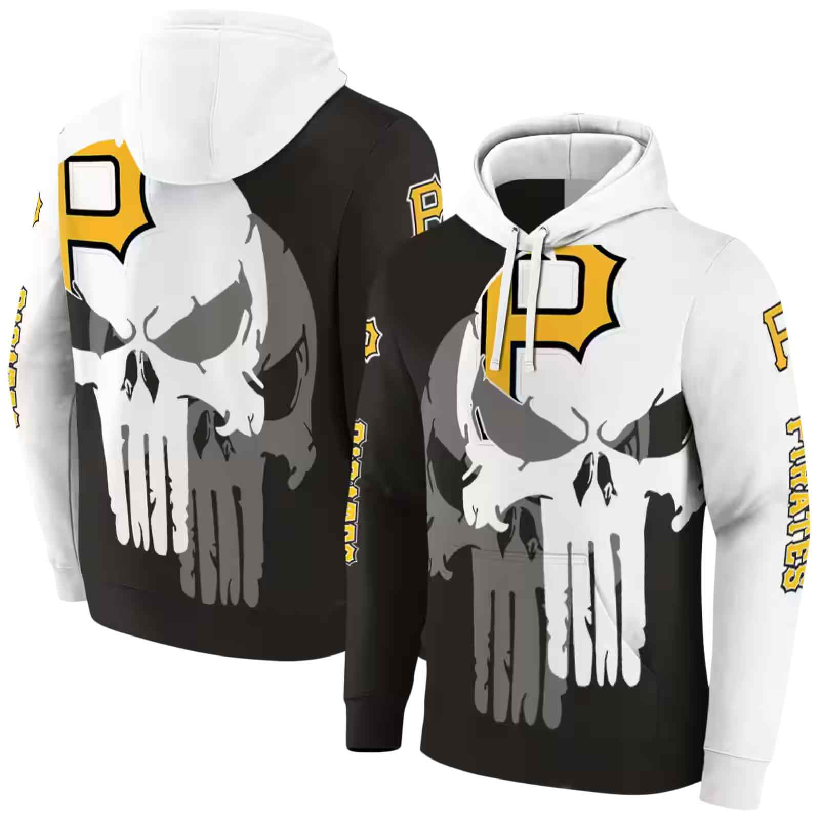 pittsburgh pirates graphic punisher black white hoodie fashion forward