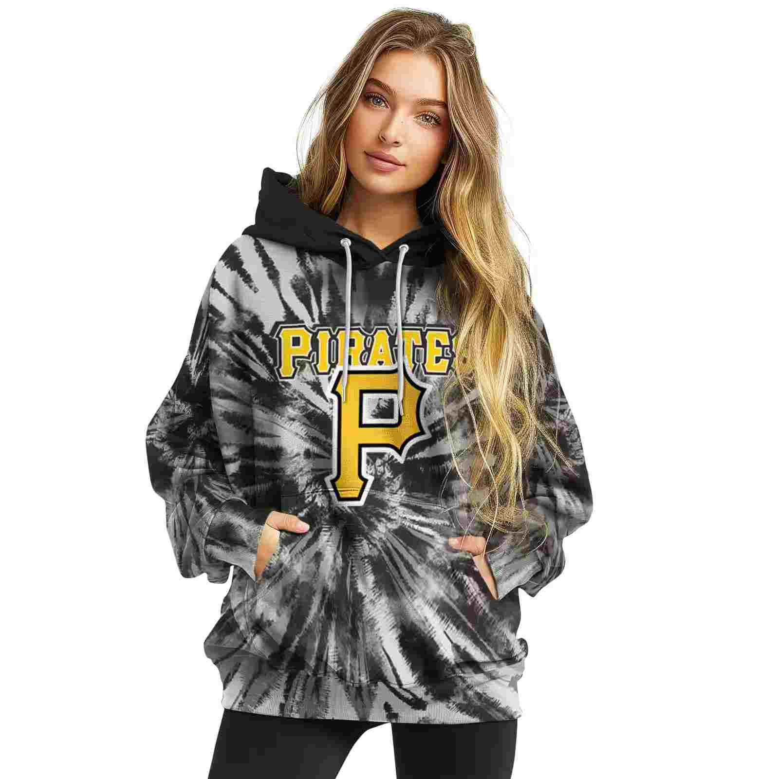 pittsburgh pirates tie dye pattern black hoodie high quality