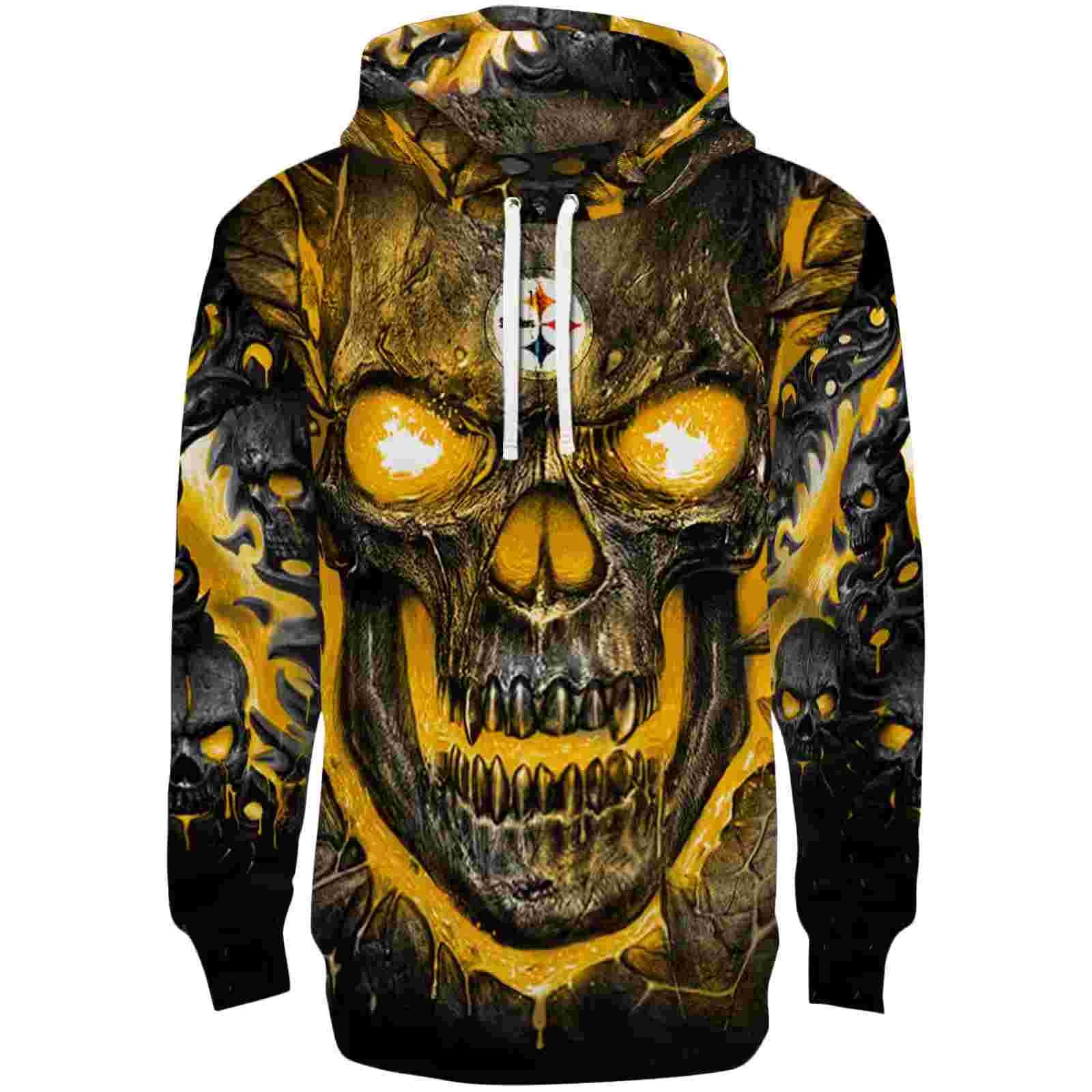 Pittsburgh Steelers Demonic Skull Gold Black Hoodie