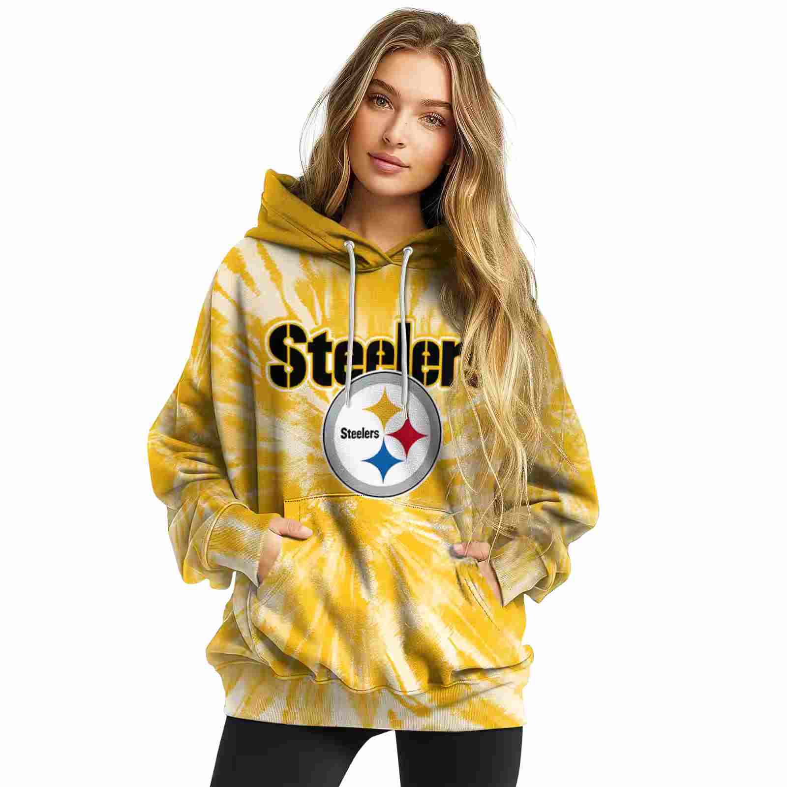 pittsburgh steelers tie dye pattern gold hoodie high quality