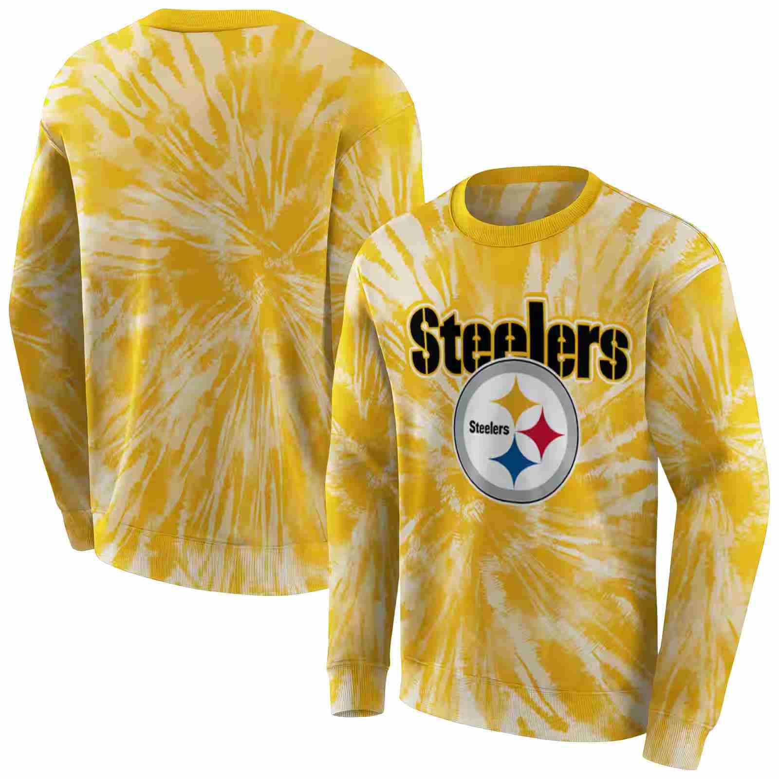 pittsburgh steelers tie dye pattern gold hoodie premium grade