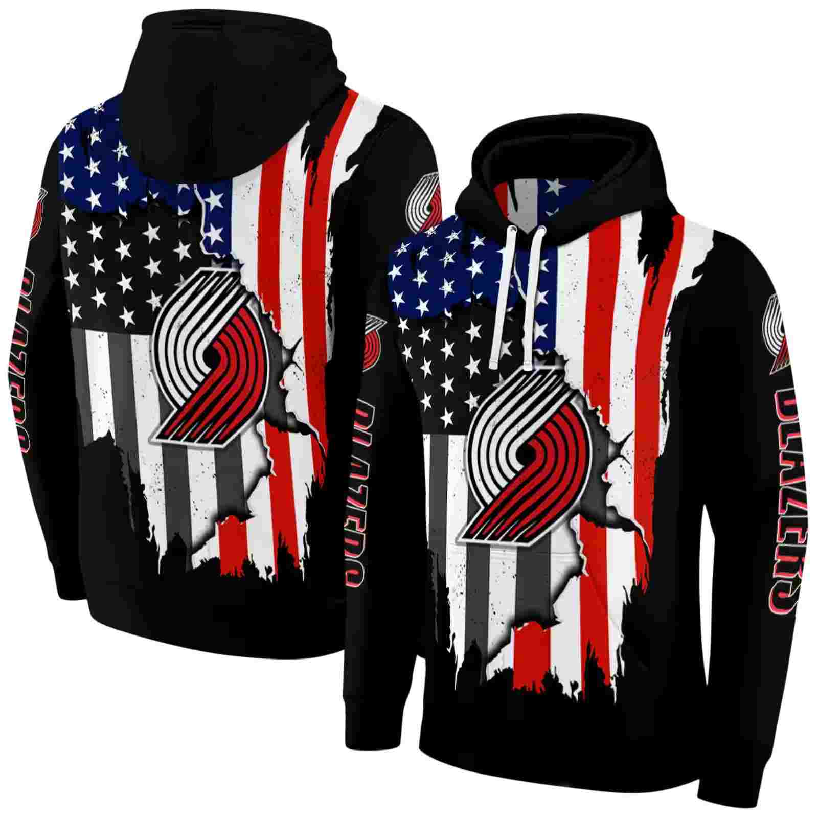 portland trail blazers american pride black hoodie fashion forward