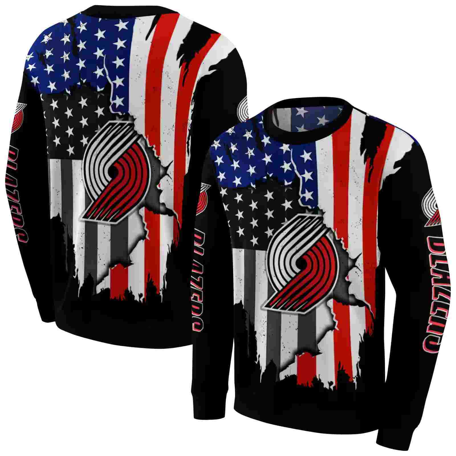 portland trail blazers american pride black hoodie premium grade