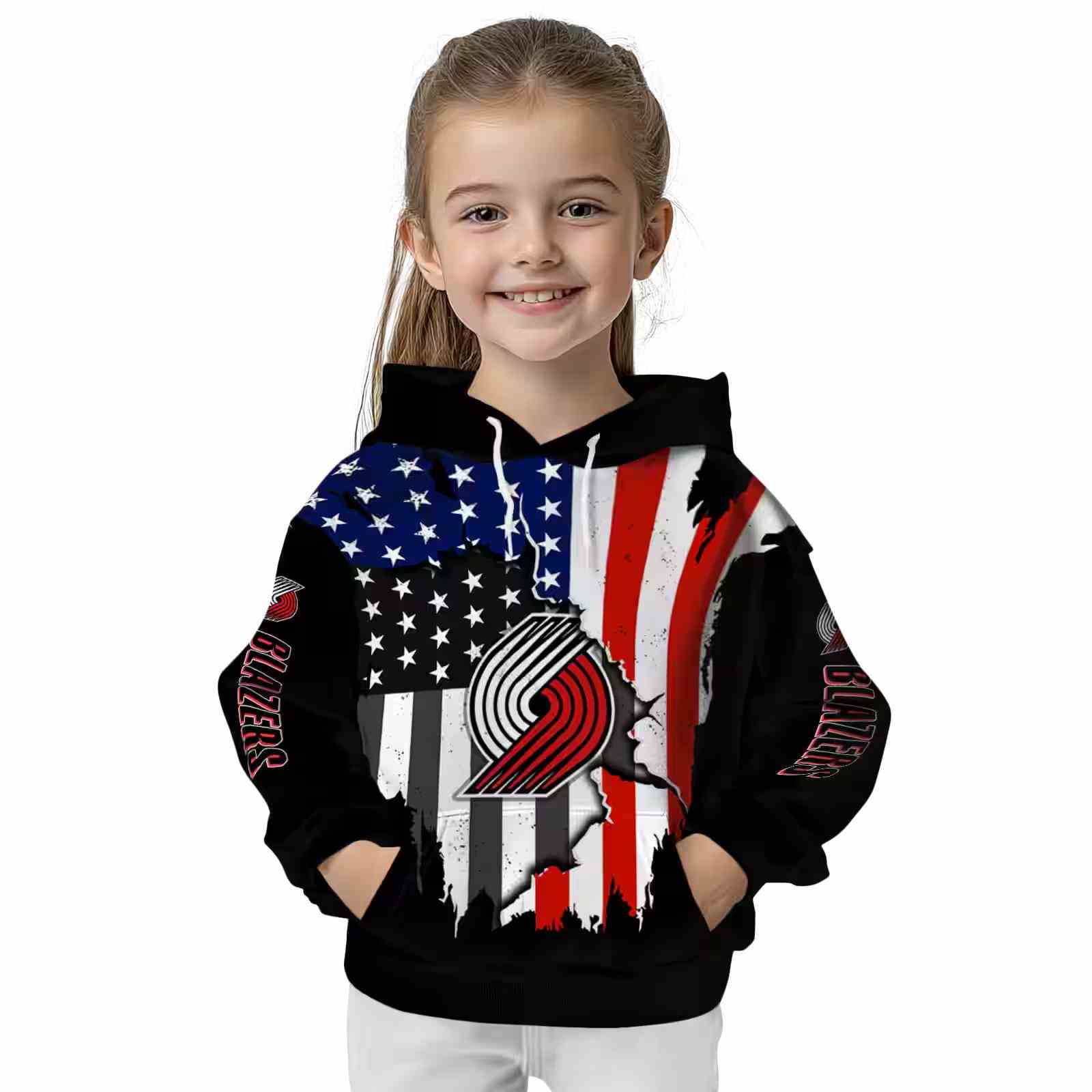 portland trail blazers american pride black hoodie top rated