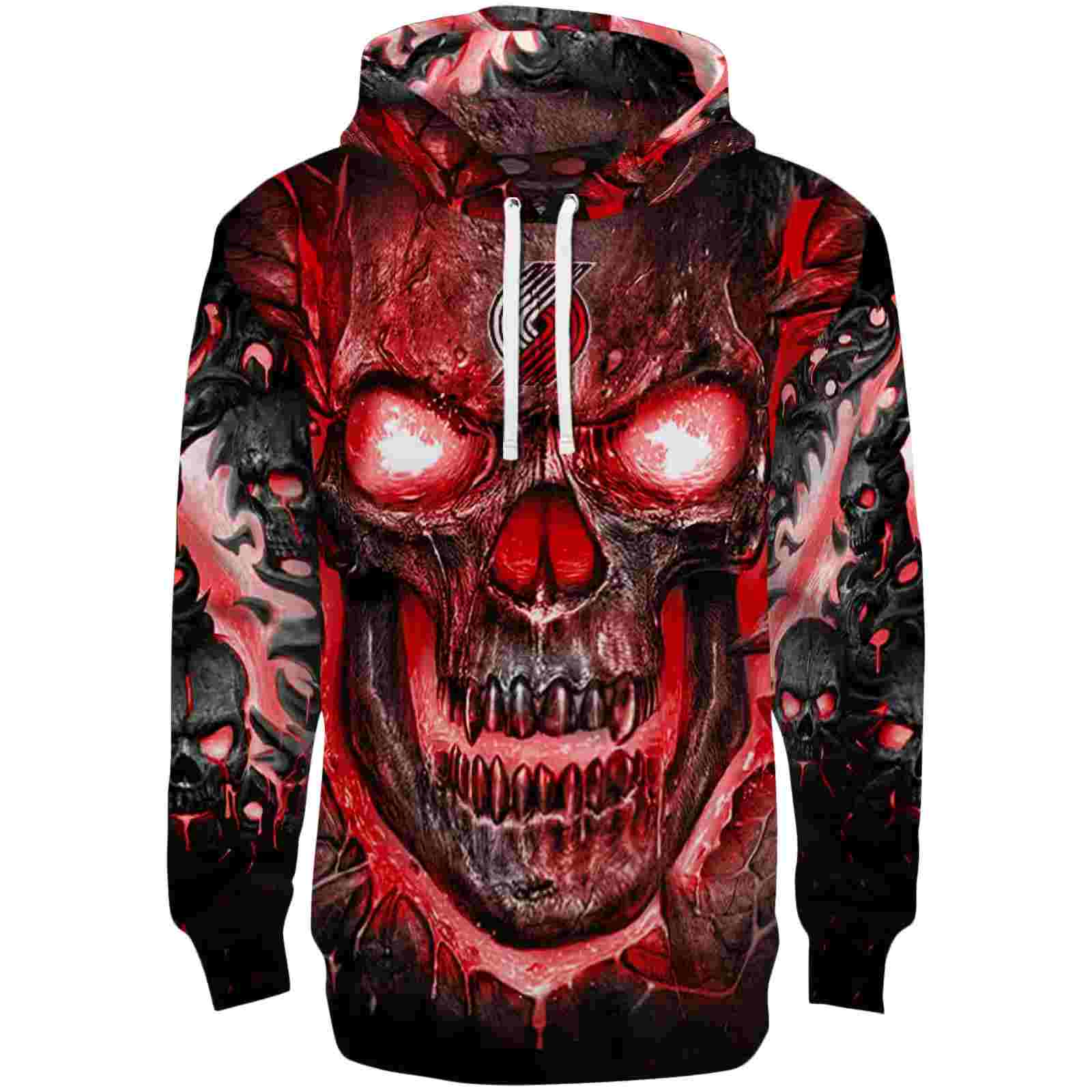 Portland Trail Blazers Demonic Skull Red Black Hoodie