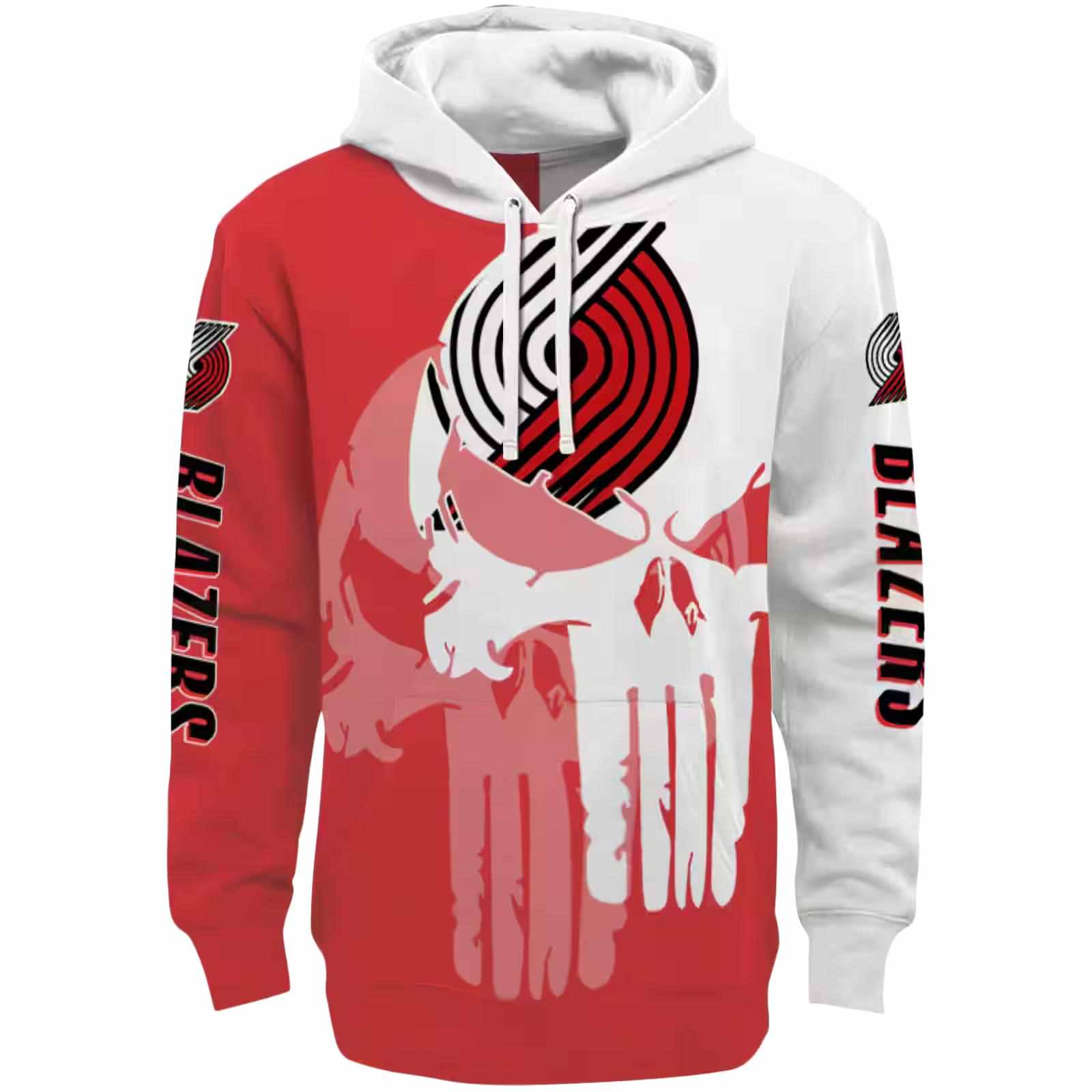 Portland Trail Blazers Graphic Punisher Red White Hoodie