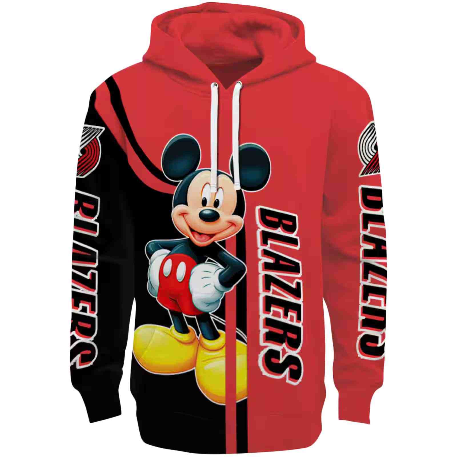 Portland Trail Blazers Mickey Mouse Red Black Hoodie