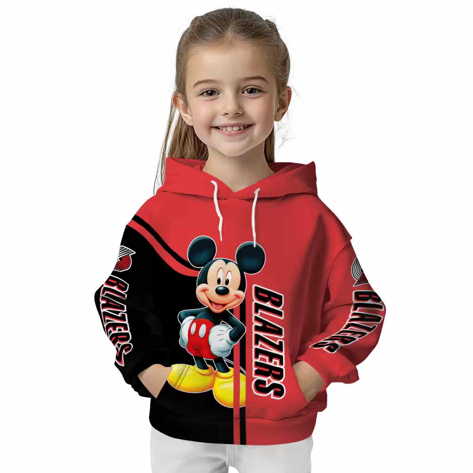 portland trail blazers mickey mouse red black hoodie top rated