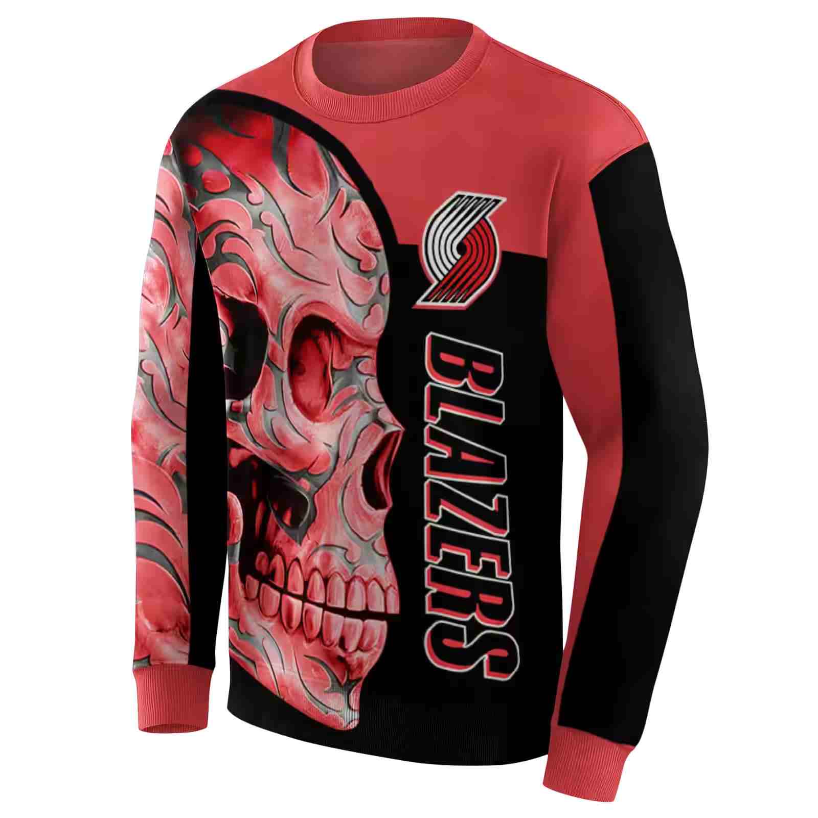 portland trail blazers skull motif red black hoodie new arrival