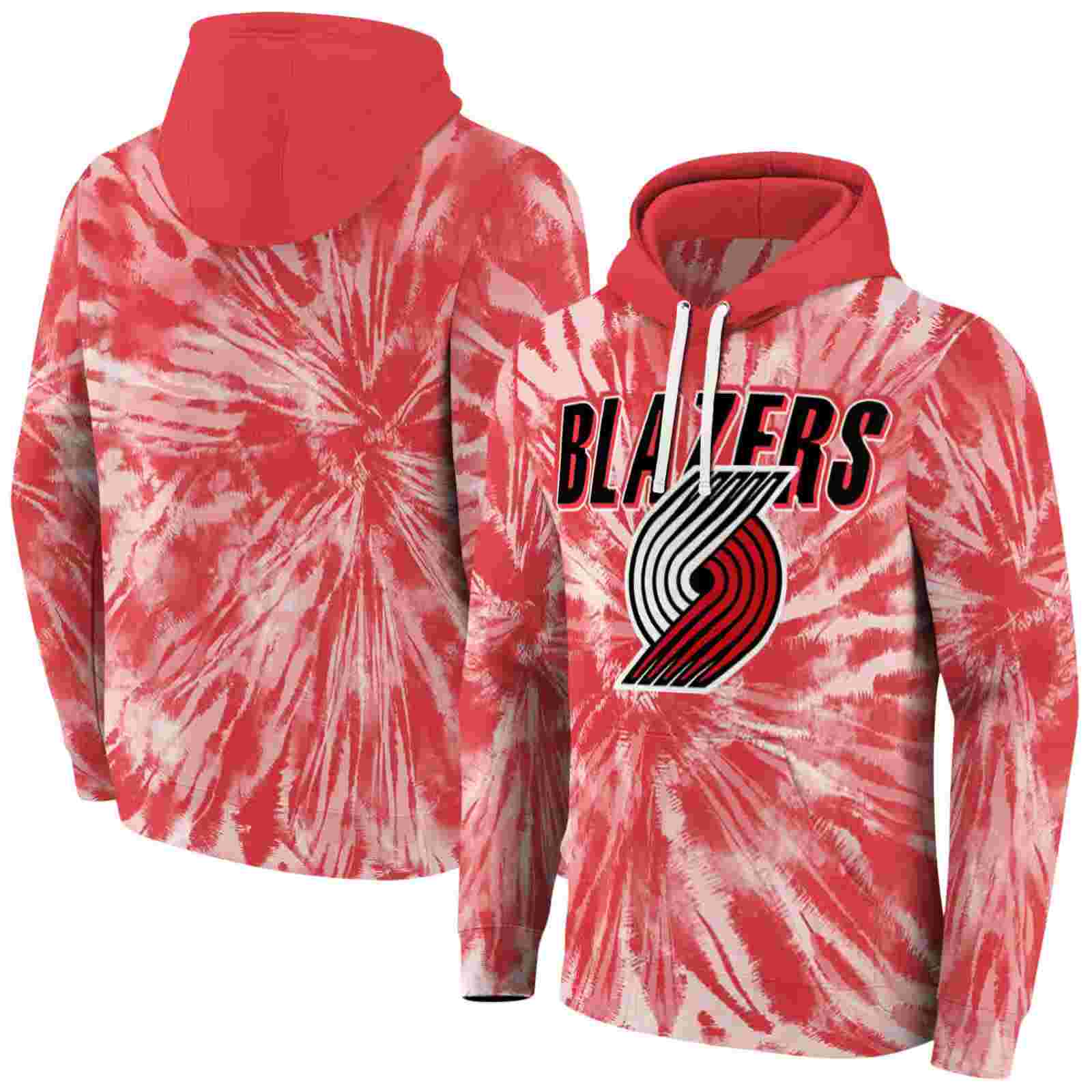 portland trail blazers tie dye pattern red hoodie fashion forward