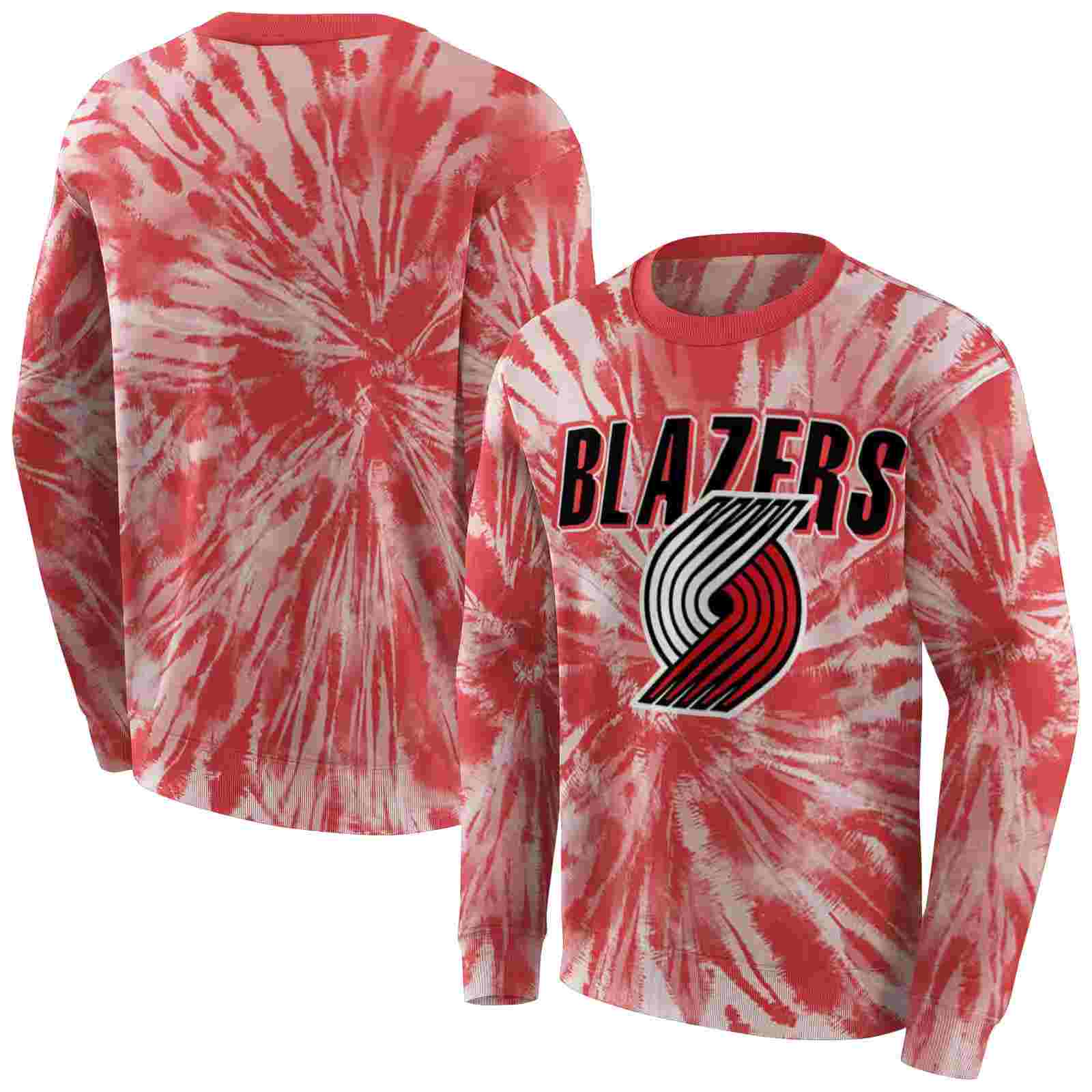 portland trail blazers tie dye pattern red hoodie premium grade