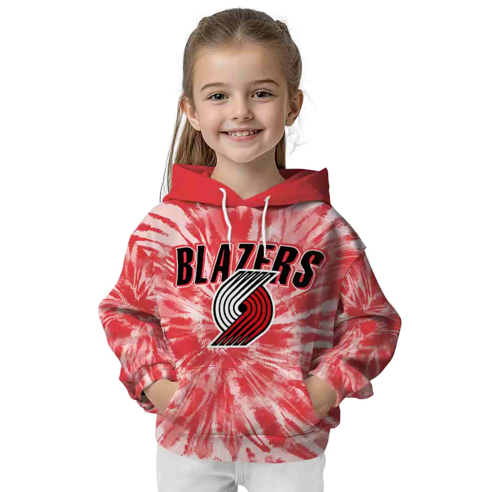 portland trail blazers tie dye pattern red hoodie top rated