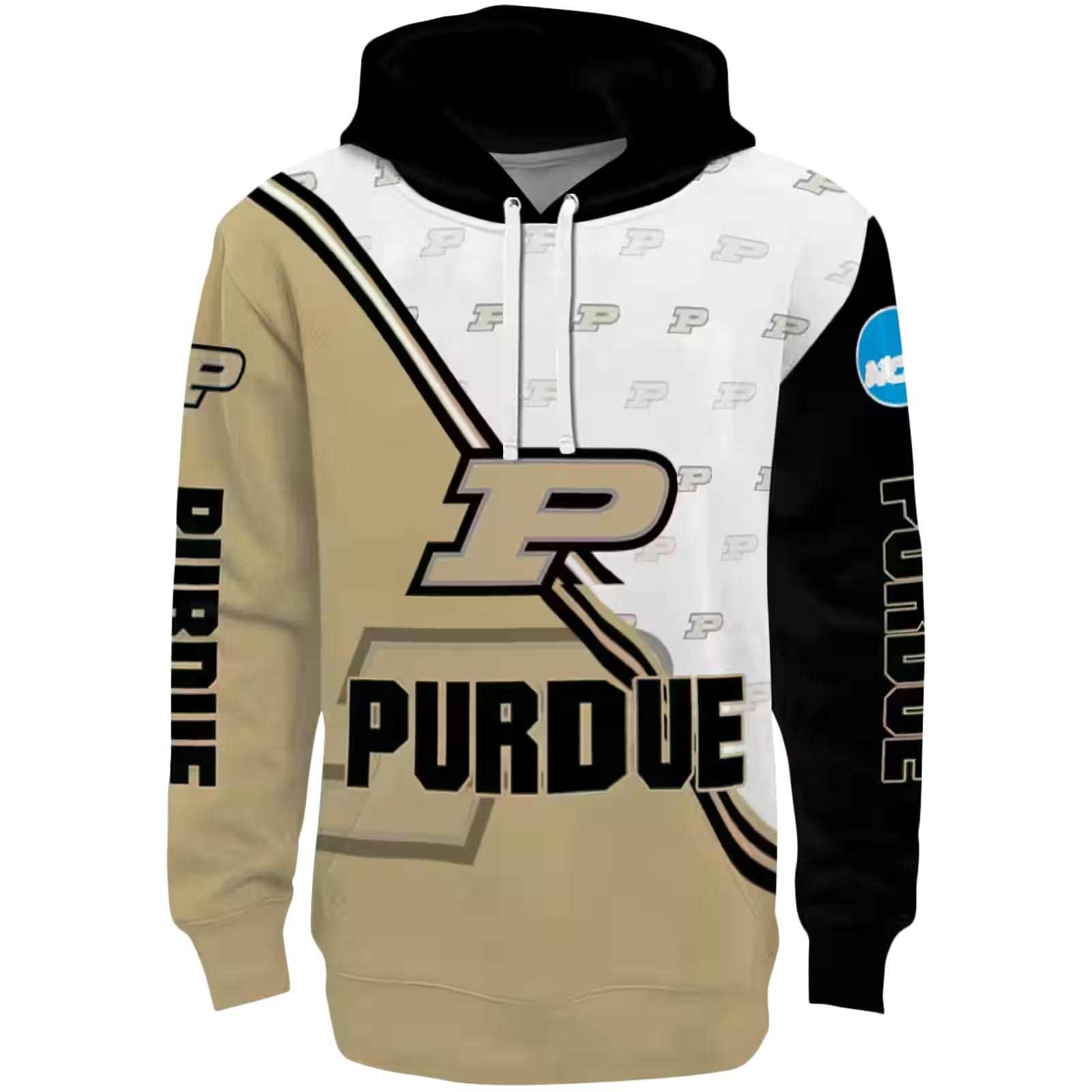 Purdue Boilermakers Diagonal Stripe Gold White Hoodie