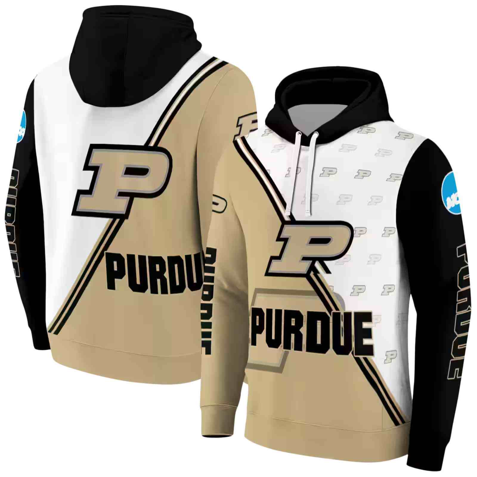 purdue boilermakers diagonal stripe gold white hoodie fashion forward