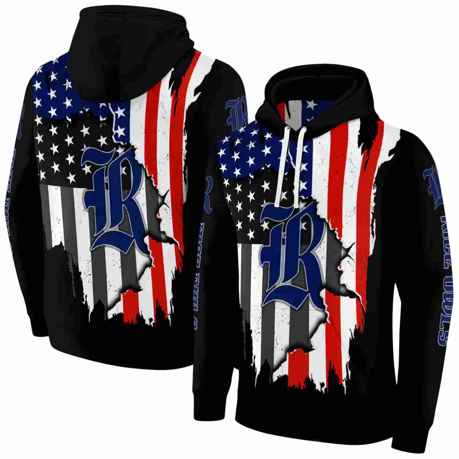 rice owls american pride black hoodie fashion forward