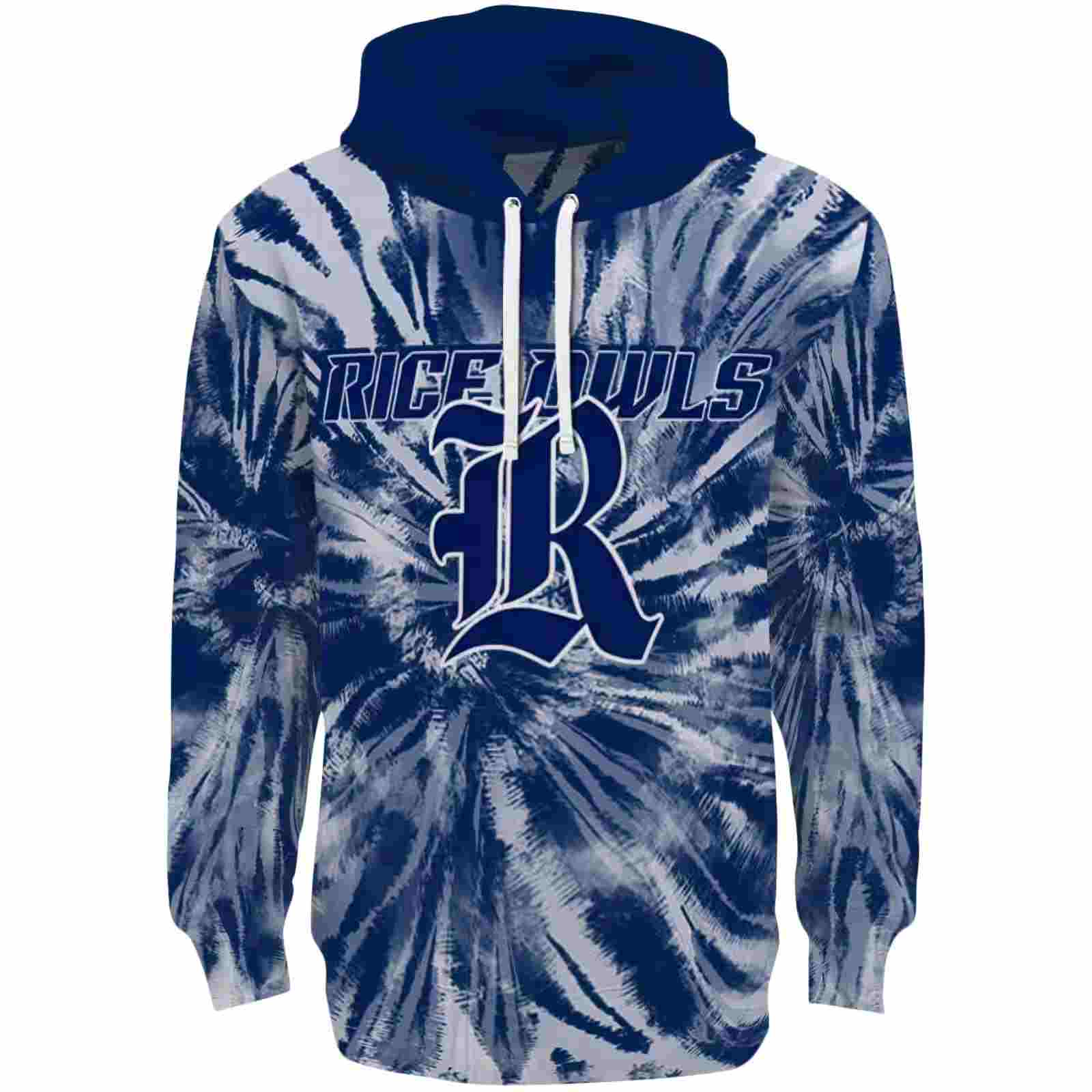 Rice Owls Tie Dye Pattern Navy Blue Hoodie