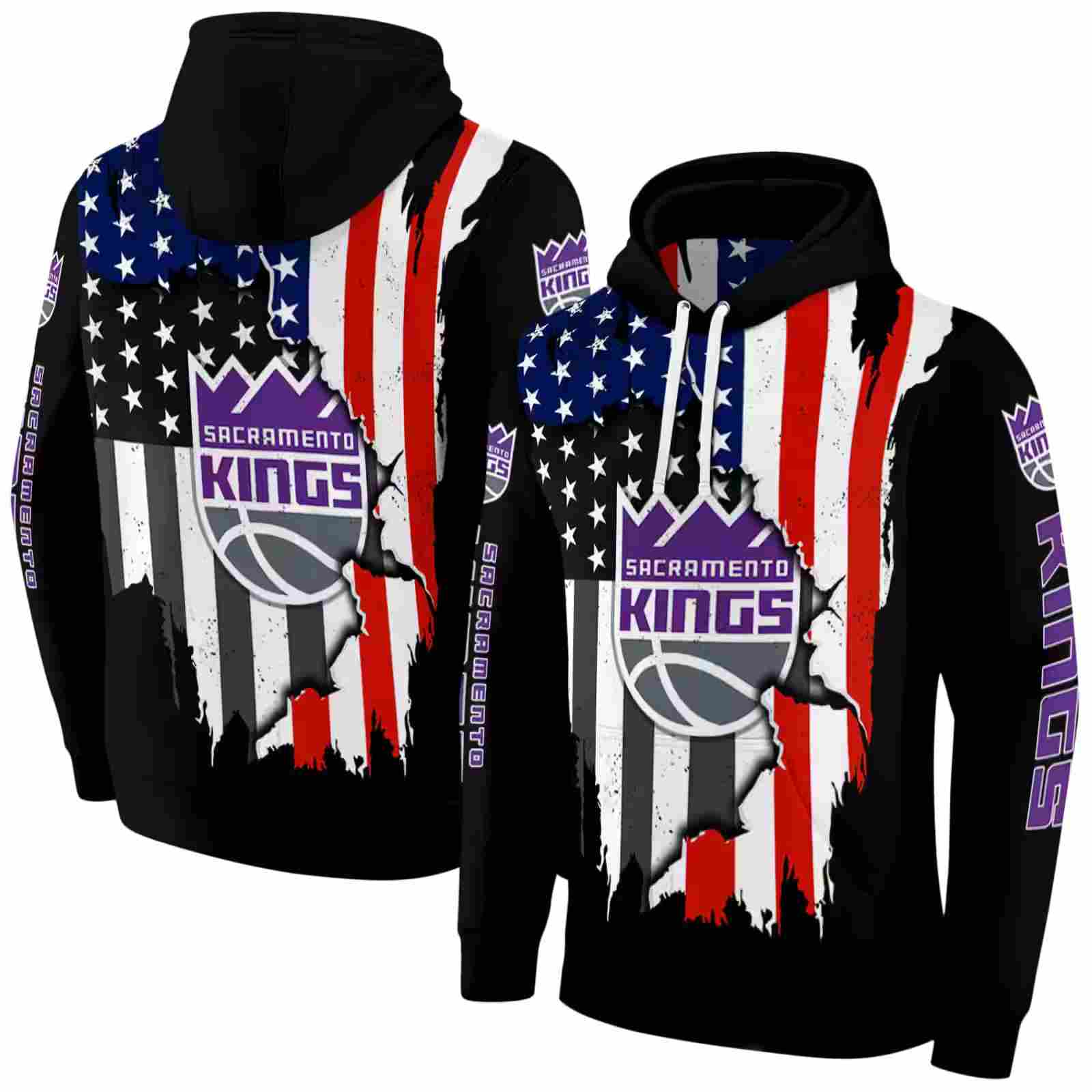 sacramento kings american pride black hoodie fashion forward
