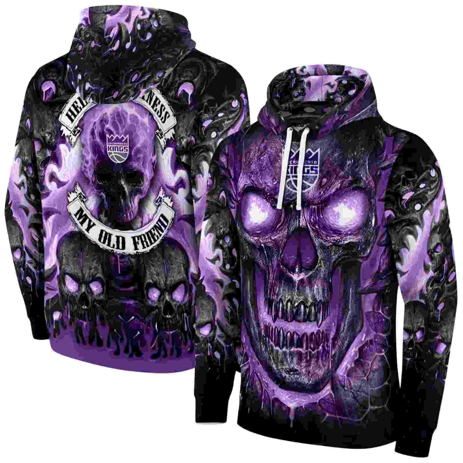 sacramento kings demonic skull purple black hoodie fashion forward