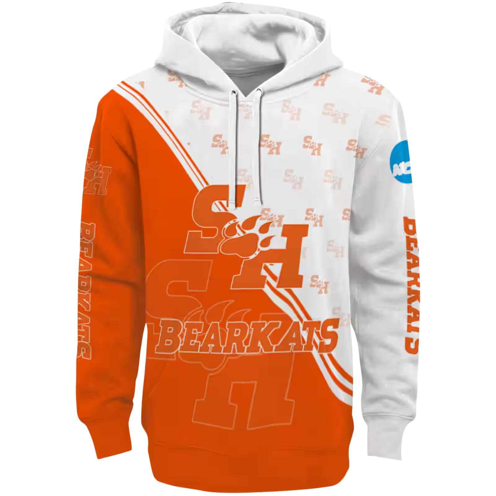 Sam Houston Bearkats Diagonal Stripe Orange White Hoodie