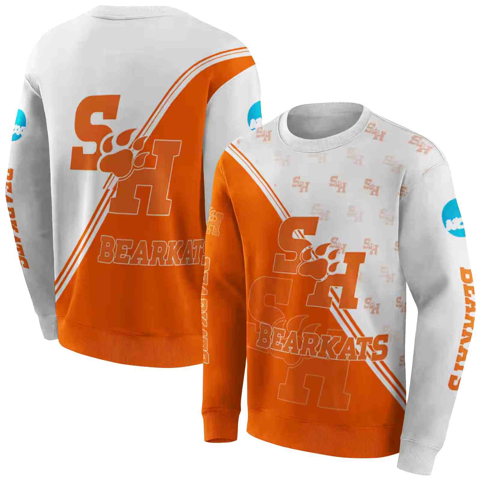 sam houston bearkats diagonal stripe orange white hoodie premium grade