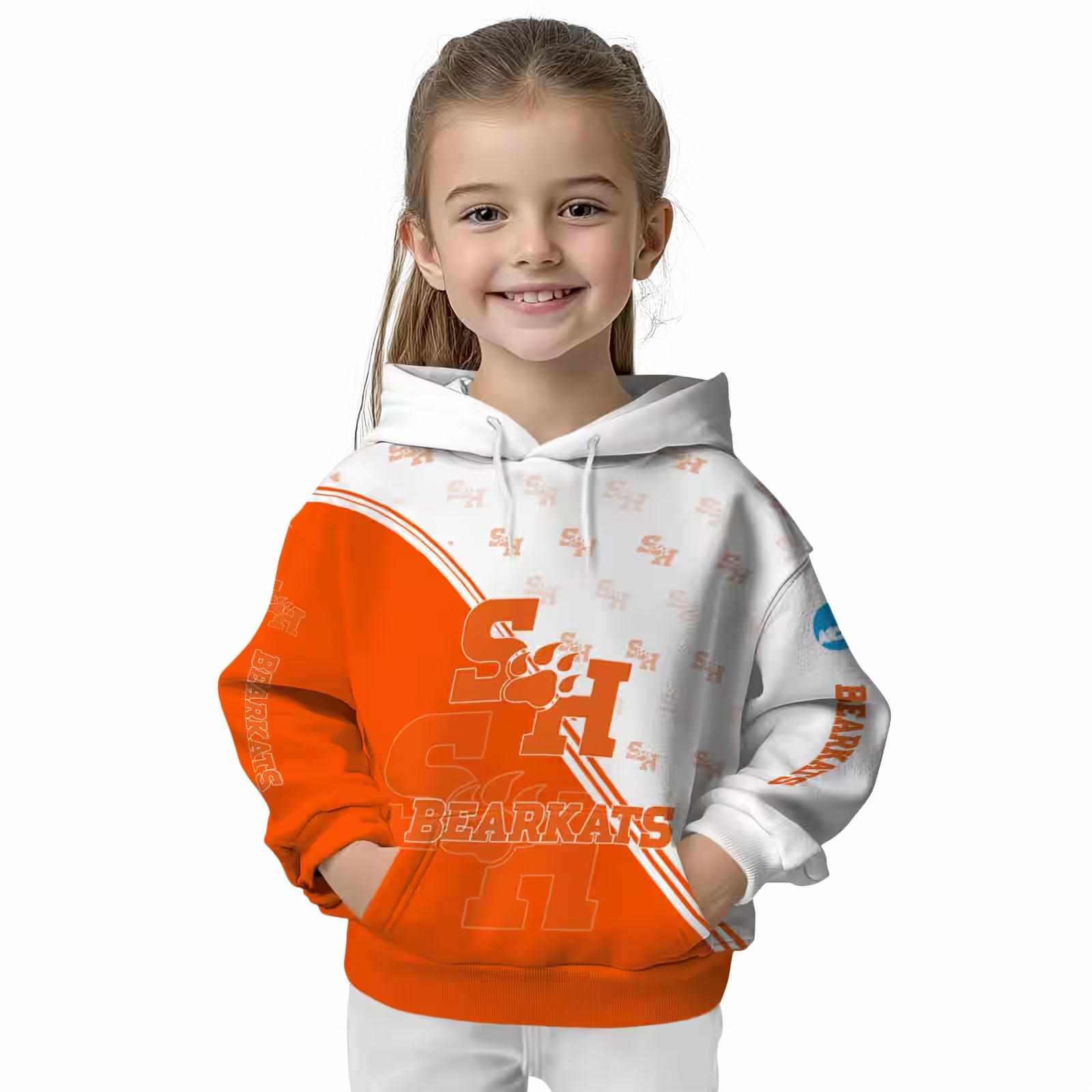 sam houston bearkats diagonal stripe orange white hoodie top rated