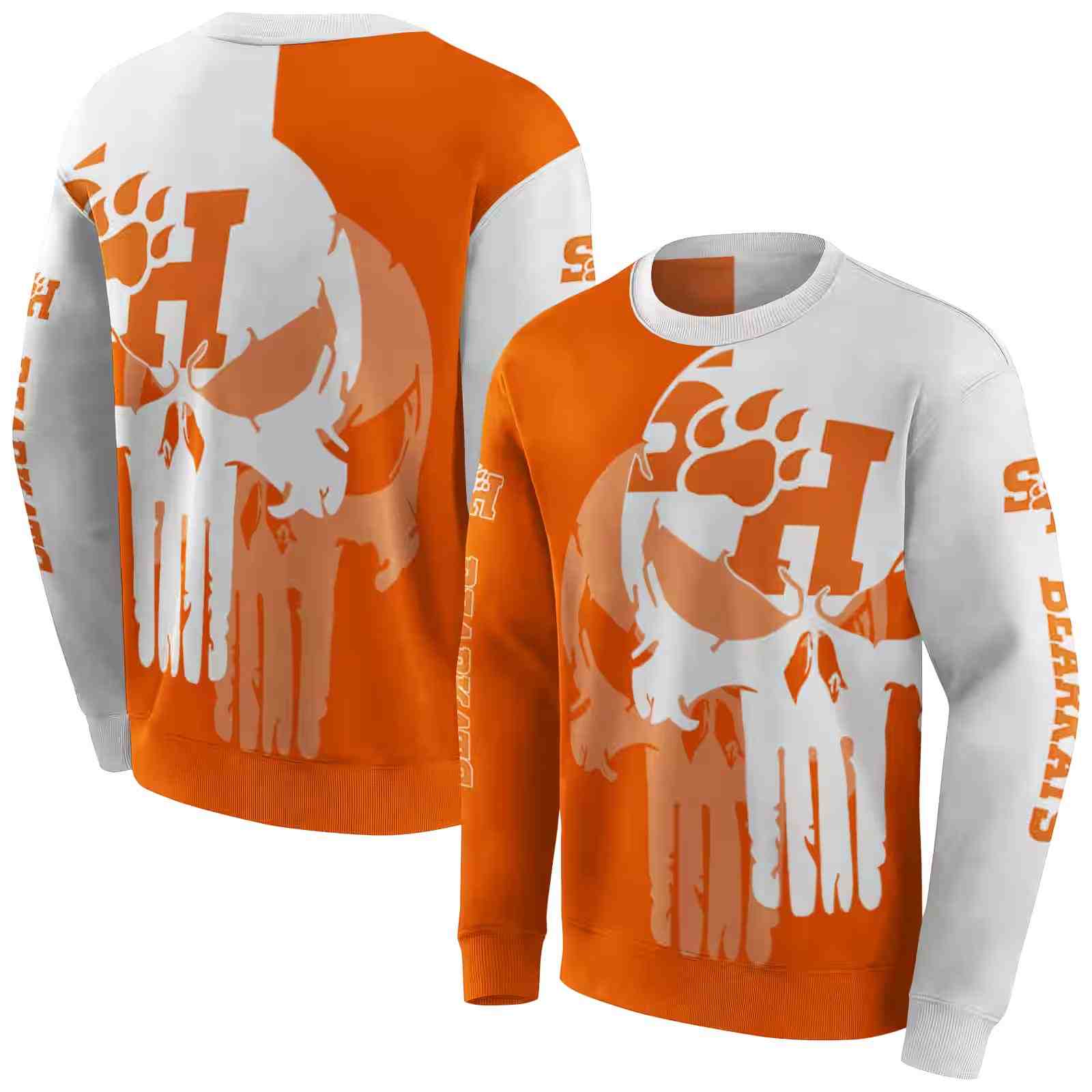 sam houston bearkats graphic punisher orange white hoodie premium grade