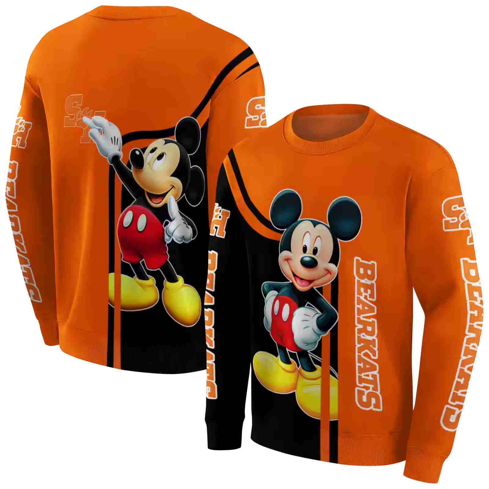 sam houston bearkats mickey mouse orange black hoodie premium grade