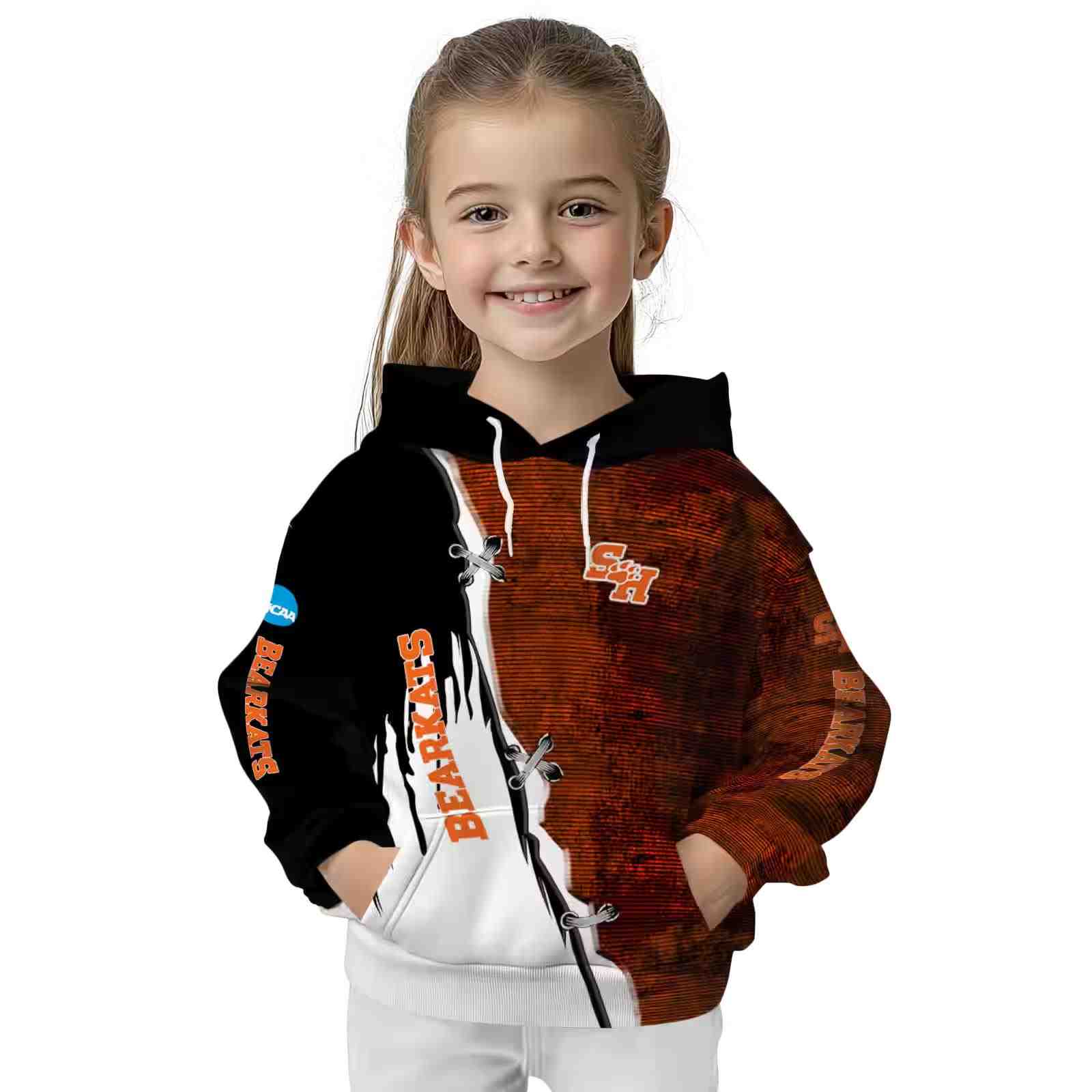 sam houston bearkats ripped pattern orange black white hoodie top rated