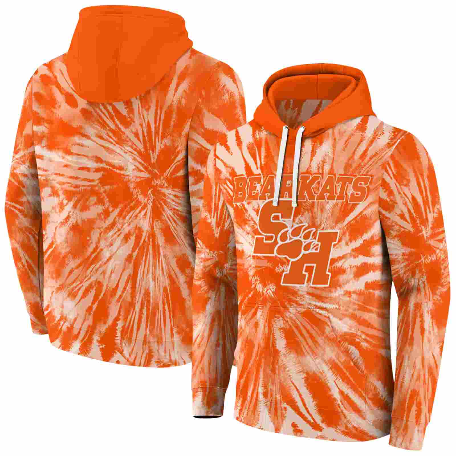 sam houston bearkats tie dye pattern orange hoodie fashion forward