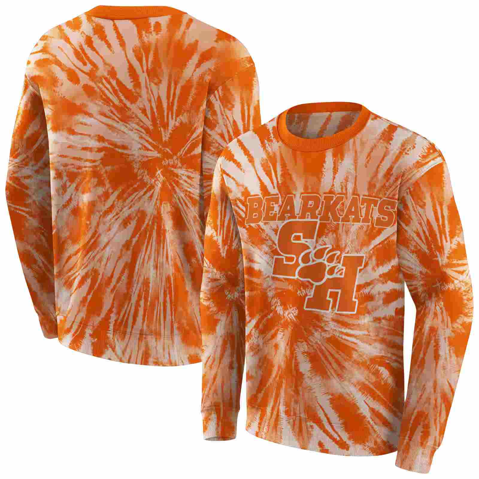 sam houston bearkats tie dye pattern orange hoodie premium grade