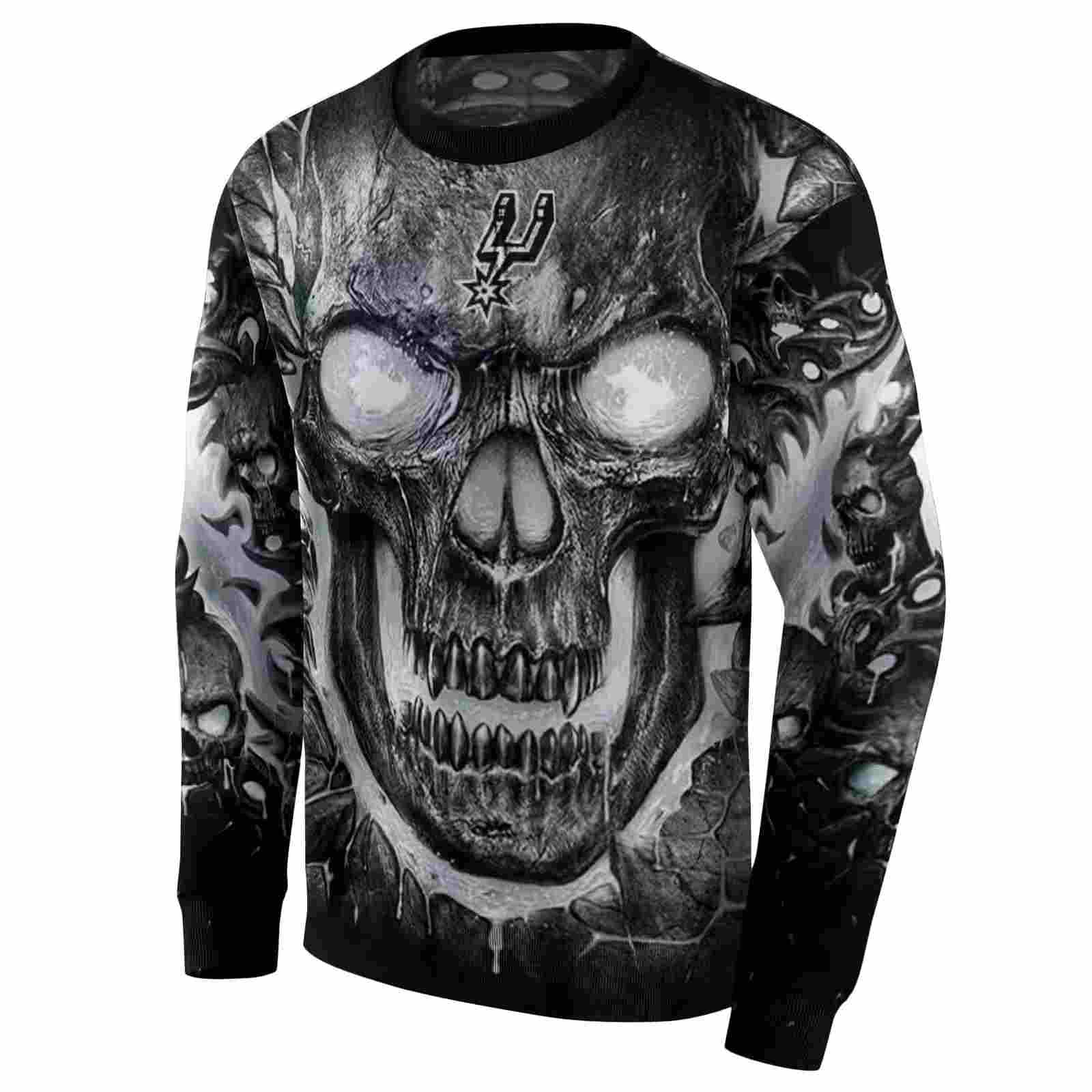 san antonio spurs demonic skull silver black hoodie new arrival