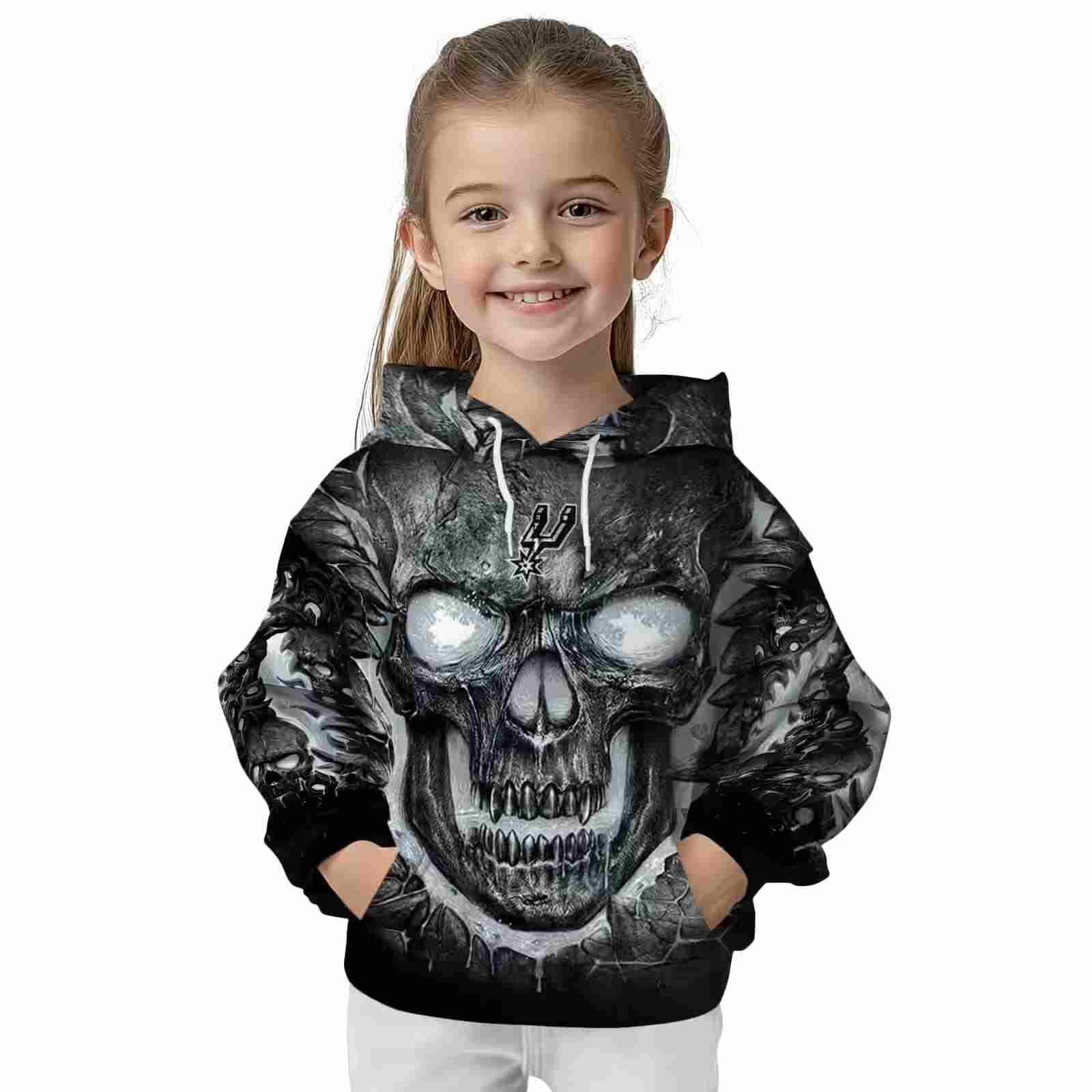 san antonio spurs demonic skull silver black hoodie top rated