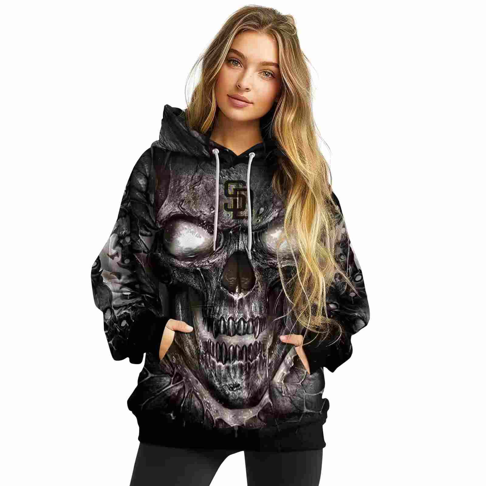 san diego padres demonic skull brown black hoodie high quality